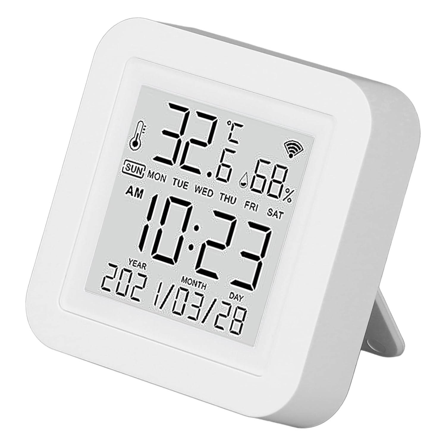 Diyeeni Hygrometer Indoor Humidity, Desktop Digital Thermometer with Temperature and Humidity Monitor, Accurate Gauge Room Thermometer with Clock image number 1