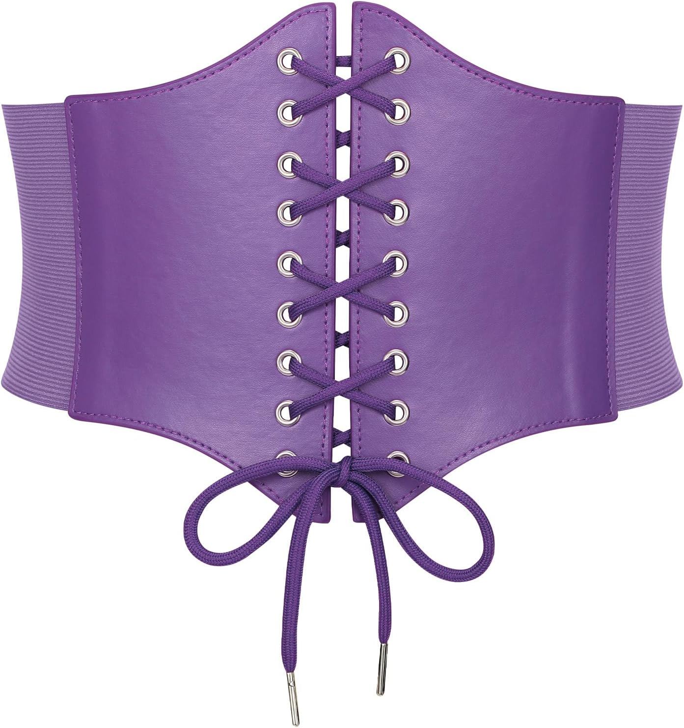 VONMELLI Wide Corset Belt for Women Lace up Corset Renaissance Style Elastic Belt with High Waist for Halloween Costume Parties image number 6