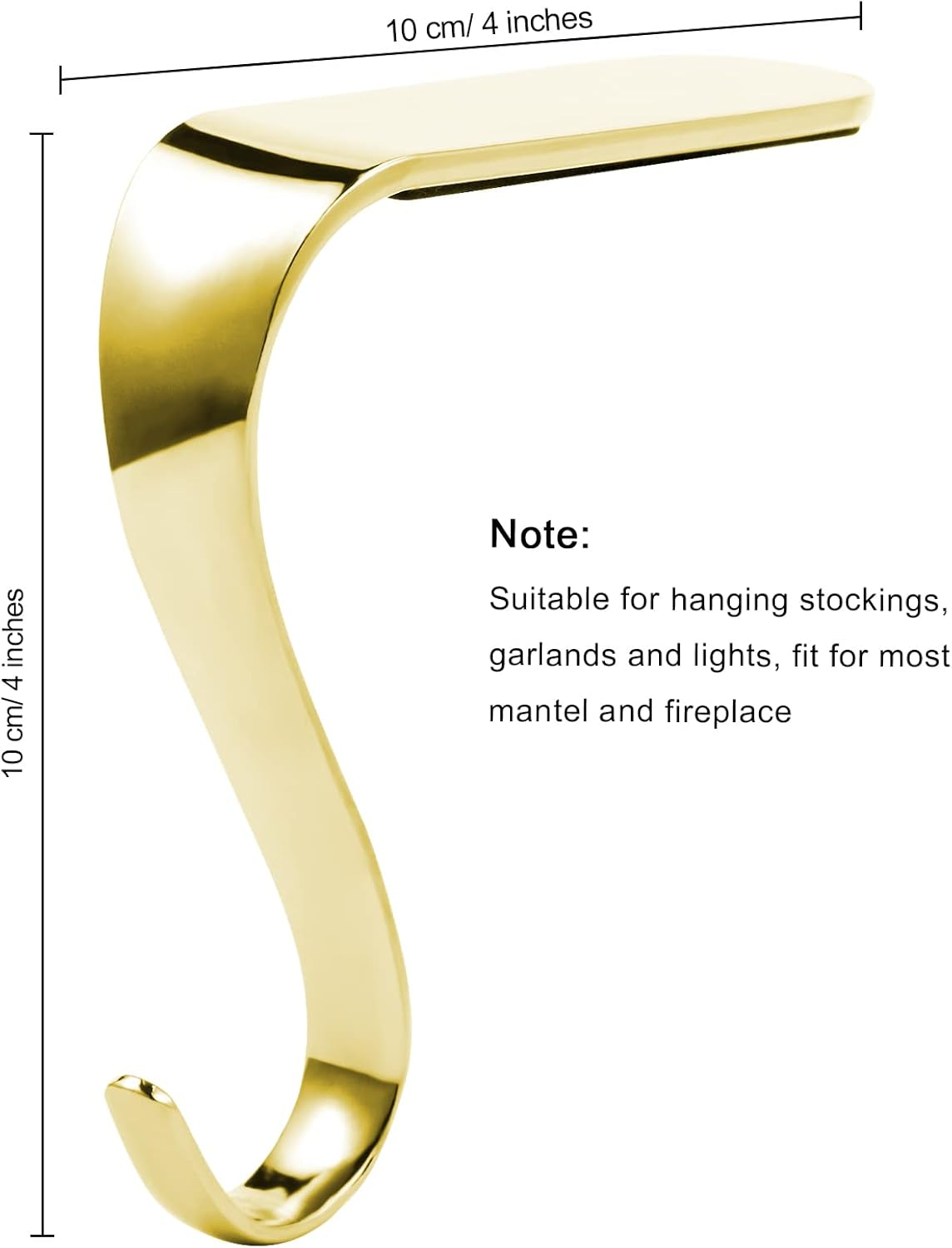 Sunshane 5 Pieces Christmas Stocking Holders Mantel Hanger Hooks Xmas Mantle Grips Set Safety Hang Stocking Clips for Christmas Party Decoration, Gold image number 2