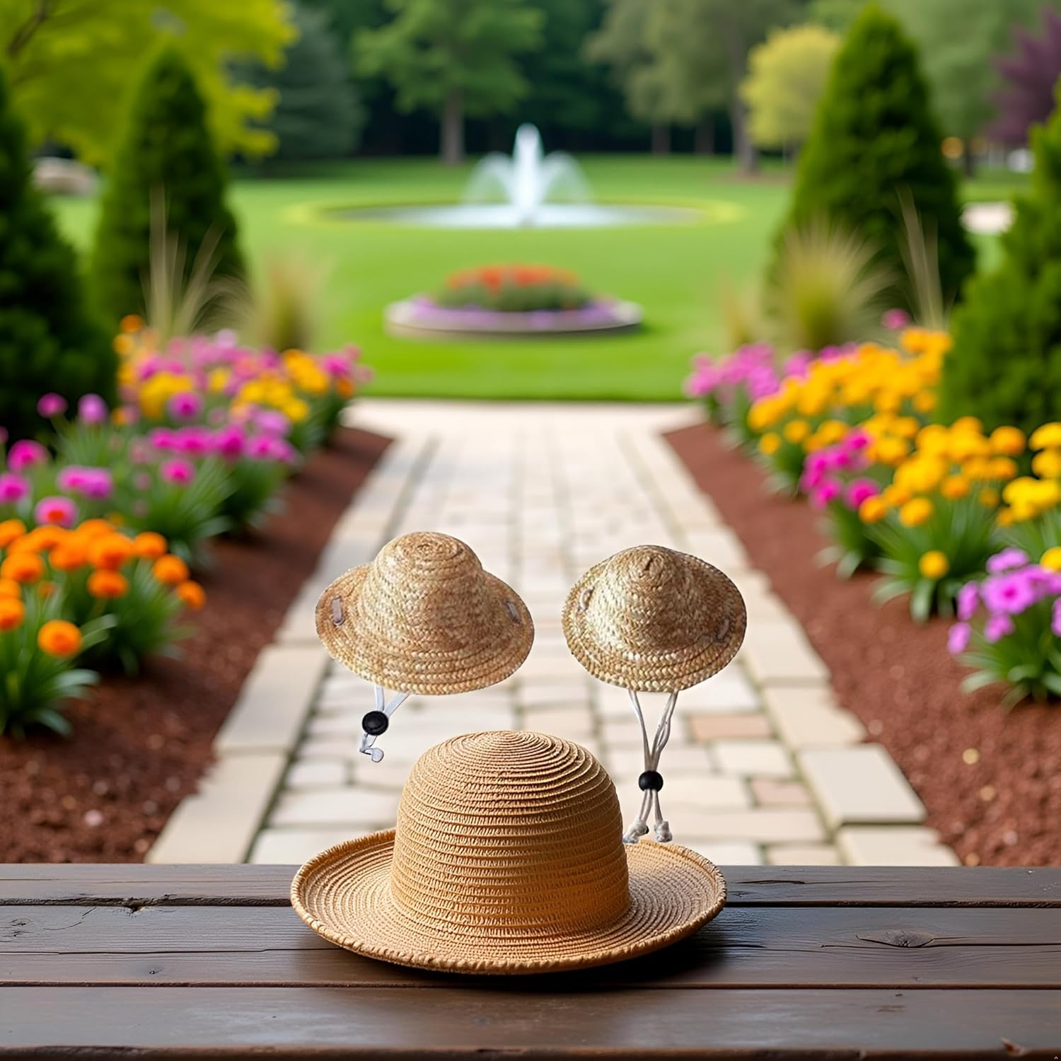 Novelty Summer Adjustable Pet Dog Outdoor Straw Hat Puppy Small Kitty Cat Sunhats Dog Hat Apparel and Accessories Pet Supplies image number 5