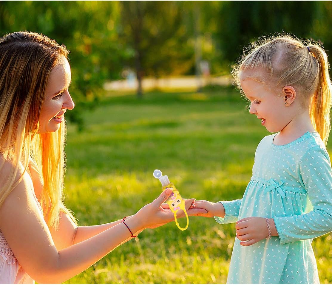 KINIA 8 Pack Empty MERMAID PIRATE Kids Hand Sanitizer Travel Size Keychain Carriers, 8-1 Fl Oz Flip Cap Reusable Portable Empty Bottles (8-Variety Pack MERMAID PIRATE)