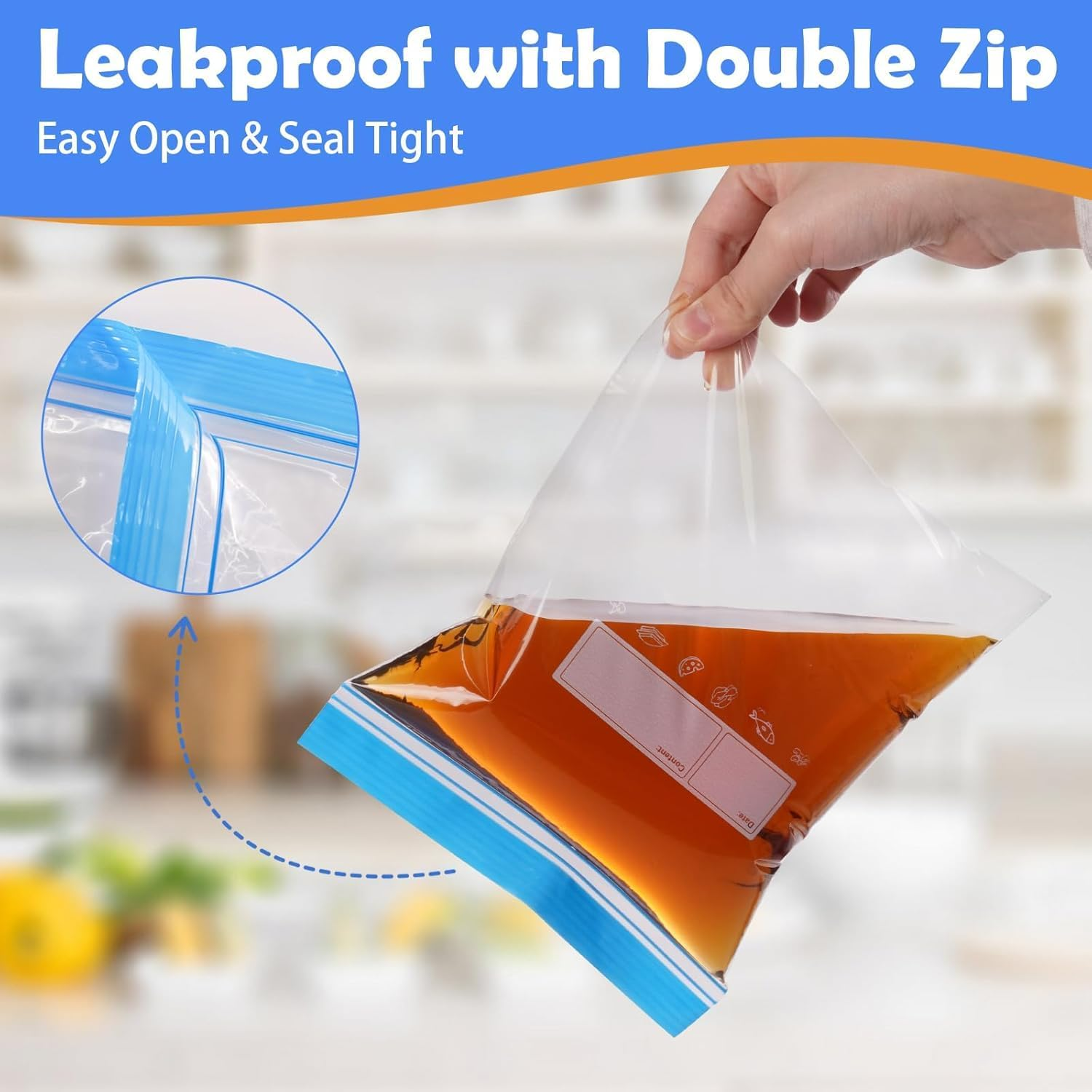 Silicone Food Storage Bags,Reusable Freezer Bags,For Kitchen Storage Organisation, Ziplock Bag,Thicken Silicone Food Storage Bags,Vegetable Lunch Meat Food Sub-Bag (70, New Upgraded Version) image number 5