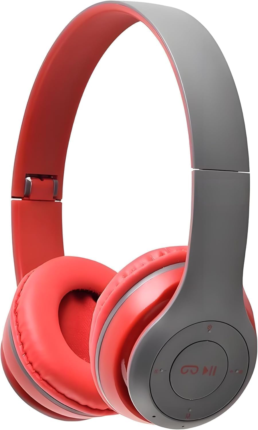Upgraded Hybrid Active Headphones with Transparent Modes Playtime Wireless Bluetooth with Mic Deep Bass Soft-Earpads Fast Charging Red