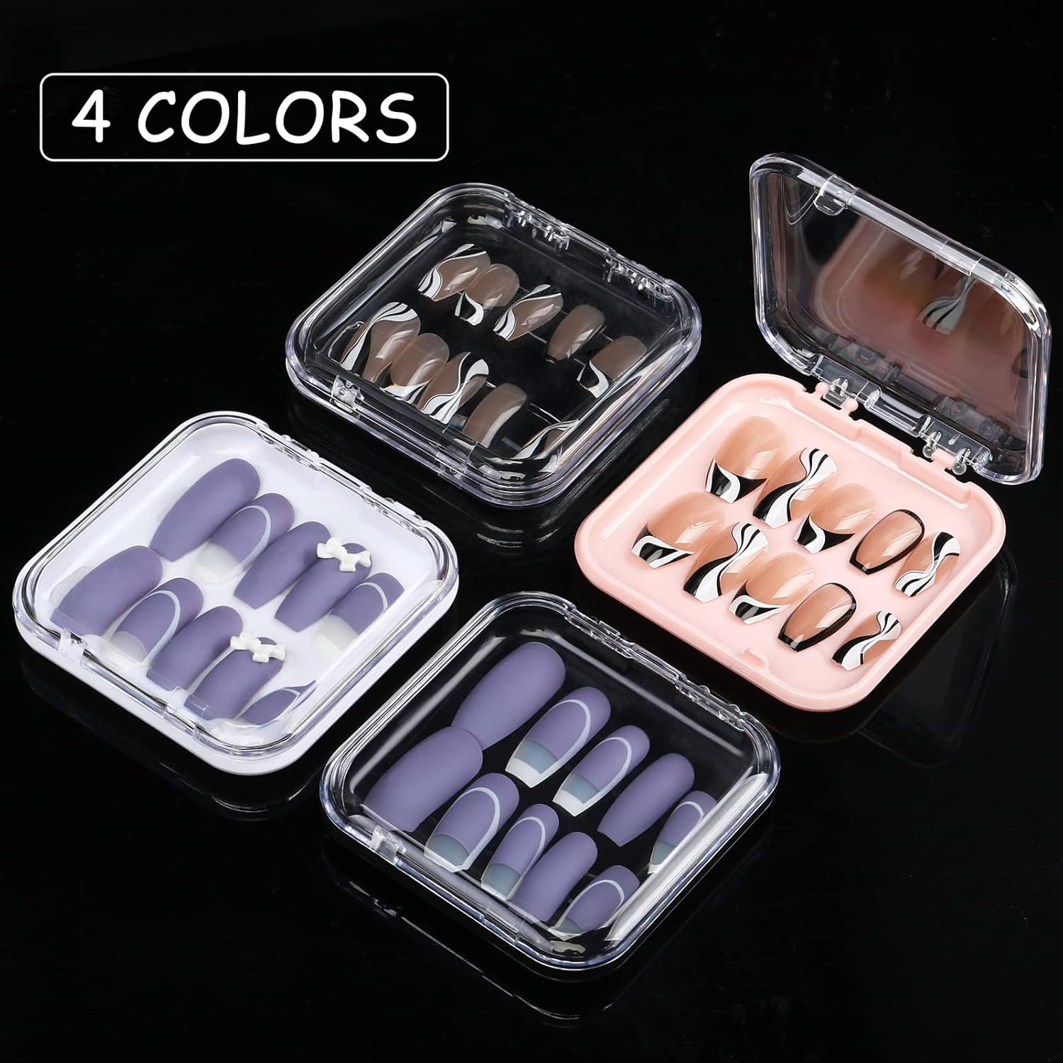 20Pcs Press on Nail Packaging Boxes with 60Pcs Double Sided Adhesive Nail Tape Acrylic Press on Nail Storage Box in 4 Colors Artificial Nail Display Box for Press on Nail Business Nail Art Nail Salon image number 3