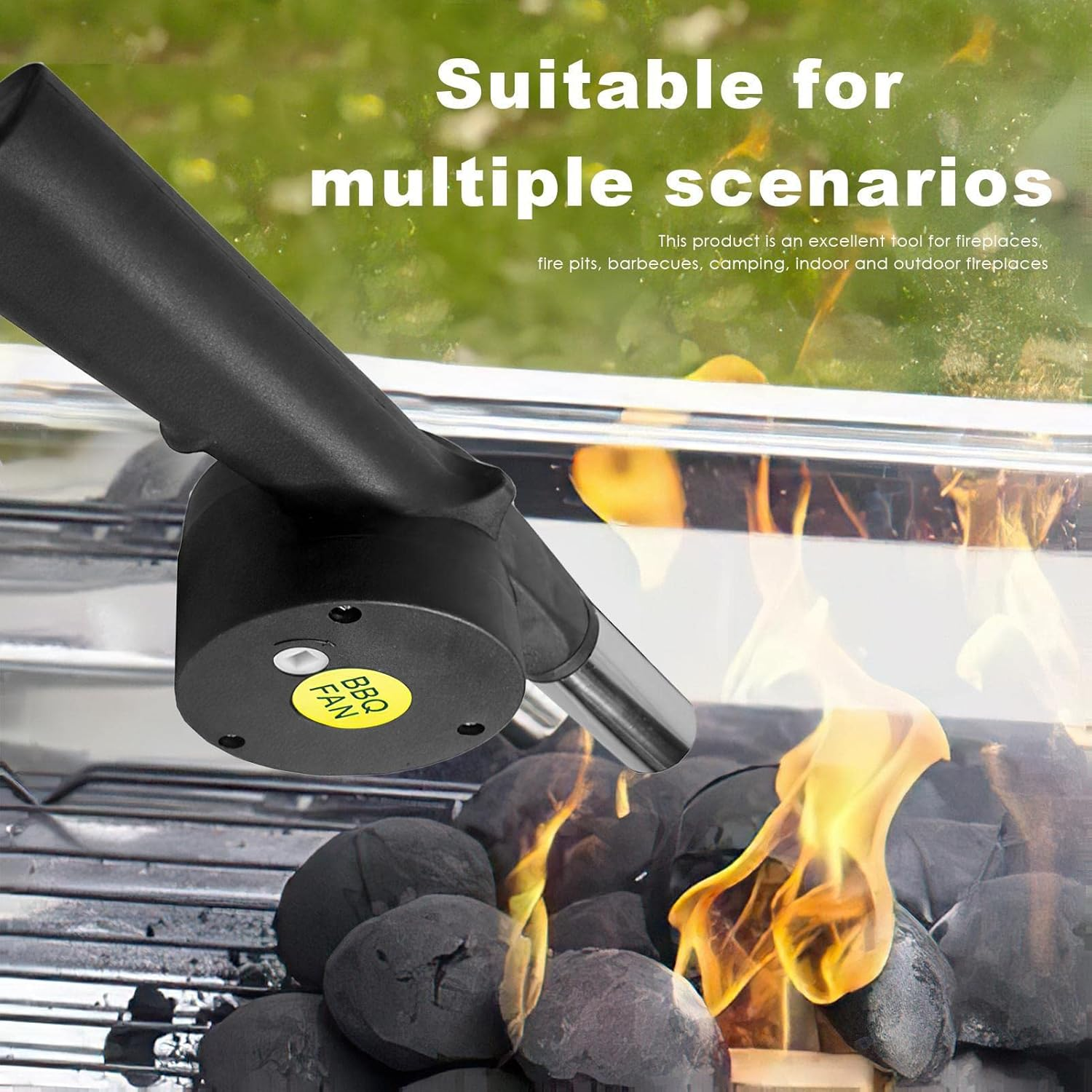 BBQ Fan Air Blower - Fire Blower Hand Crank Fan for Fireplace BBQ | Portable Hand Blower for Indoor Outdoor Camping Fire Pit Barbecue Helves image number 4