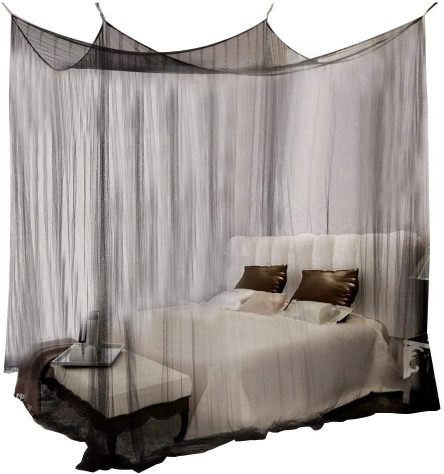 Foldable Mosquito Net, Canopy Mosquito Net, Folding Universal Size for Full to King Size Bed Covering Beds(Black)