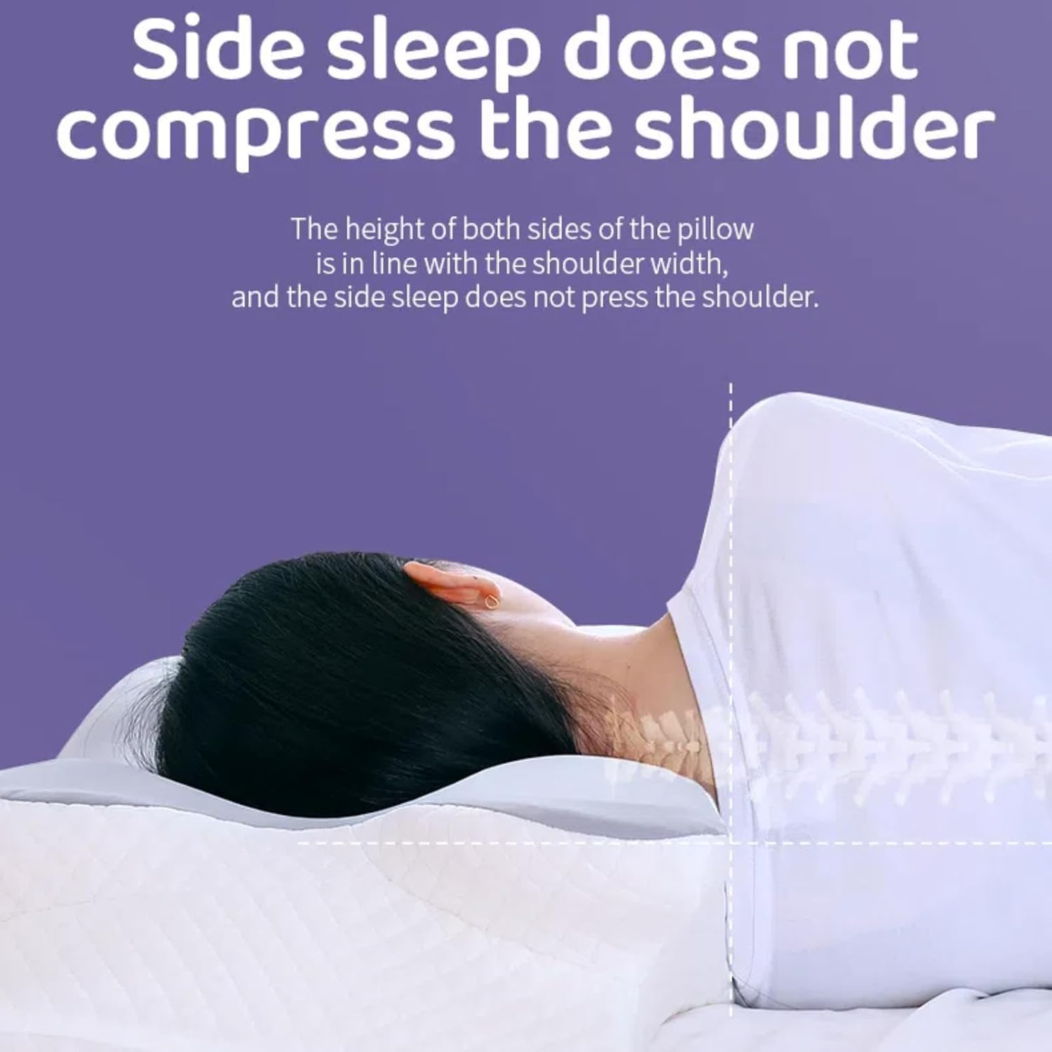 Cervical Neck Pillow, Pain Relief Cooling Butterfly Pillow, Odorless Ergonomic Memory Foam Pillows, Orthopedic Bed Pillow for Side Back and Stomach Sleepers with Pillowcase,Earplugs​, Sleep Mask image number 6