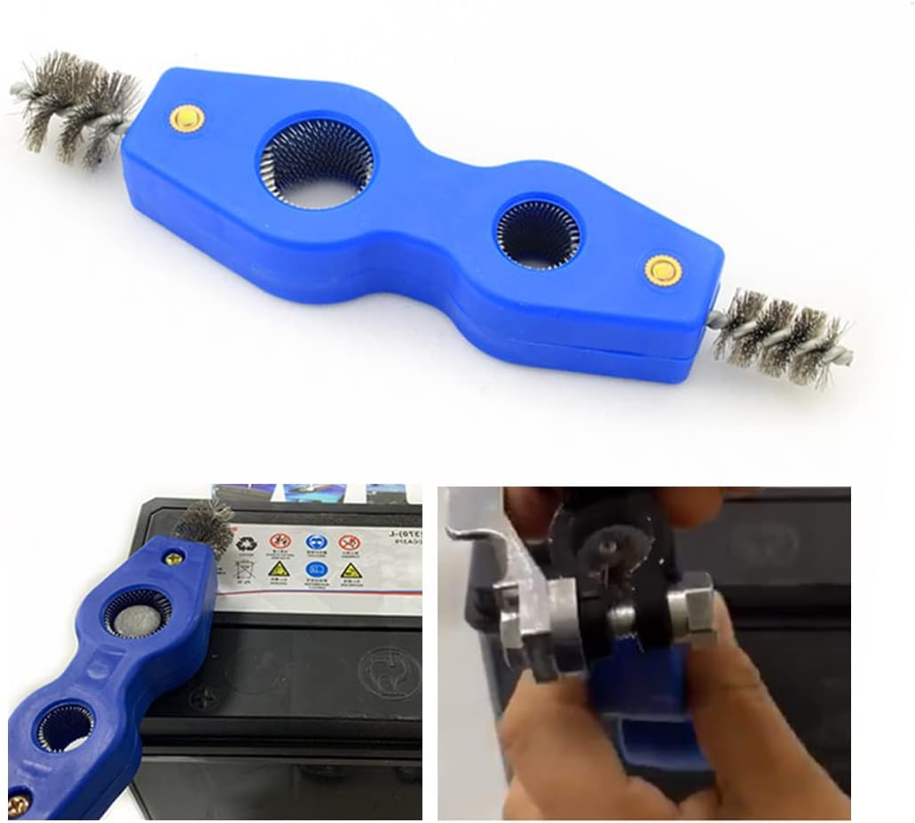 AICEL 2 Pieces Car Battery Terminal Cleaners, 4 in 1 Car Battery Cleaning Brush with Steel Wire, Anti-Corrosion Battery Terminals Machine Parts Cleaning Tools Universal for Automotive and Marine