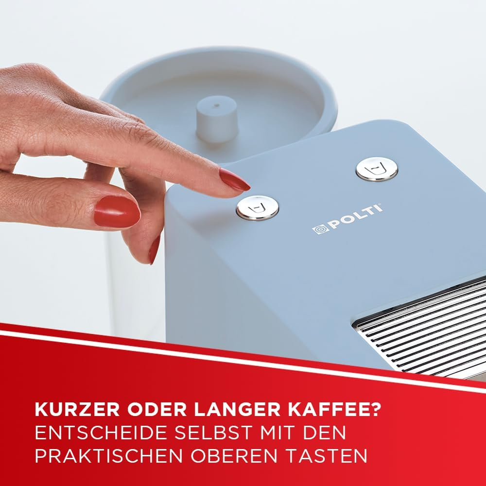 Polti Coffea S15LB, Espresso Coffee Machine, Compatible with E.S.E. 44 Mm Pods, 0.85 L Tank, Pump Pressure 19 Bars, Light Blue - Cream image number 6