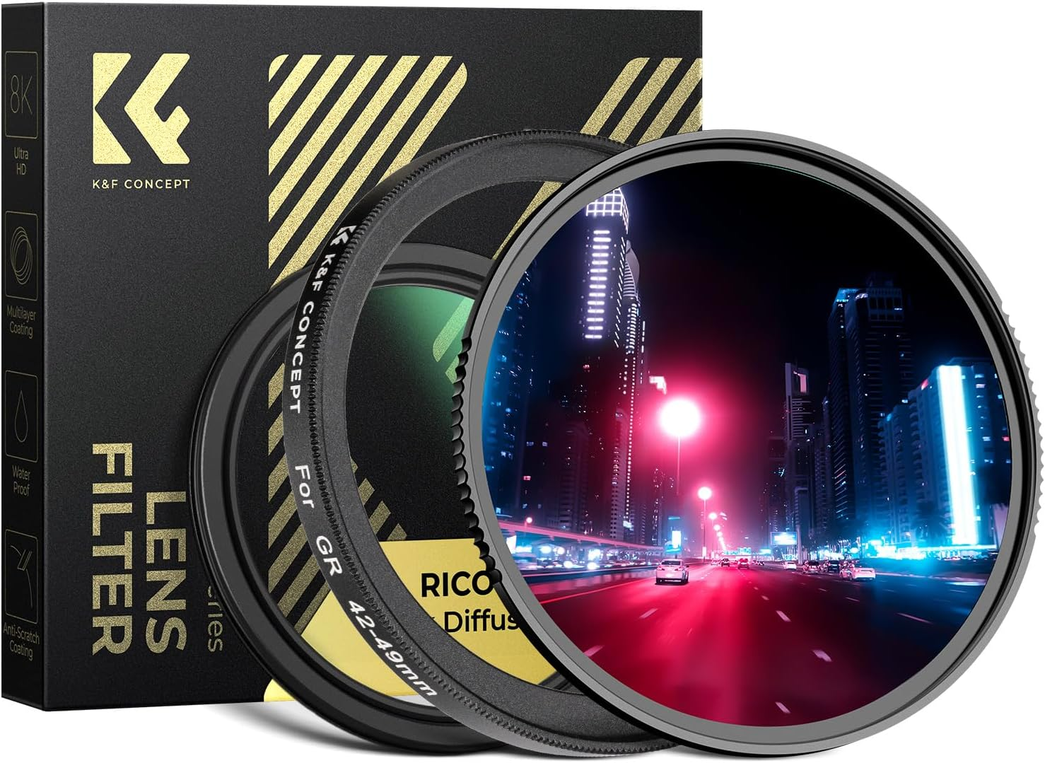 K&F CONCEPT 3 Pcs Filter Kit - UV Filter + Black Mist 1/4 + 42-49Mm Adapter Ring Set for Ricoh GR Iiix GR Iiix HDF GR3X HDF GR III GR III HDF GR3 HDF & GR II GR2 image number 4