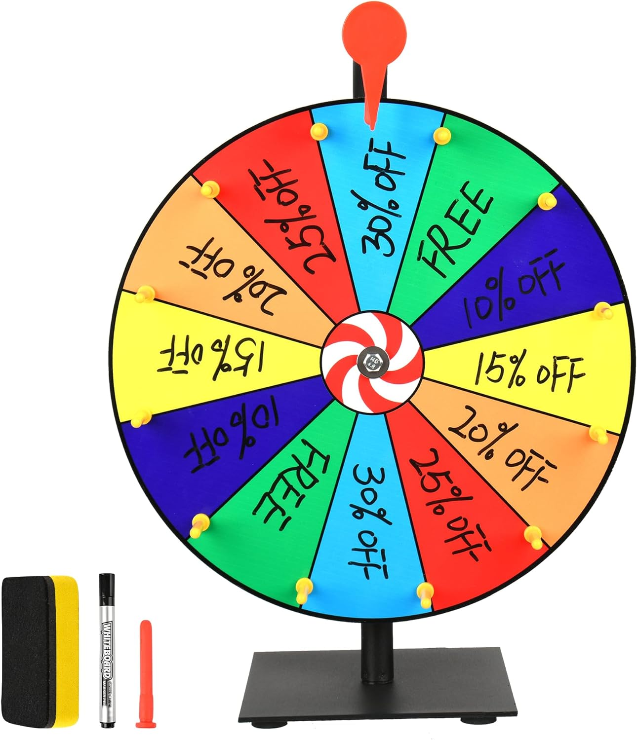 Tabletop Spinning Prize Wheel 30CM - 12 Slots Color Tabletop Roulette Spinner Wheel of Fortune - Spin the Wheel with Dry Erase Marker and Eraser Win the Fortune Spin Game for Trade Show, Carnival image number 1