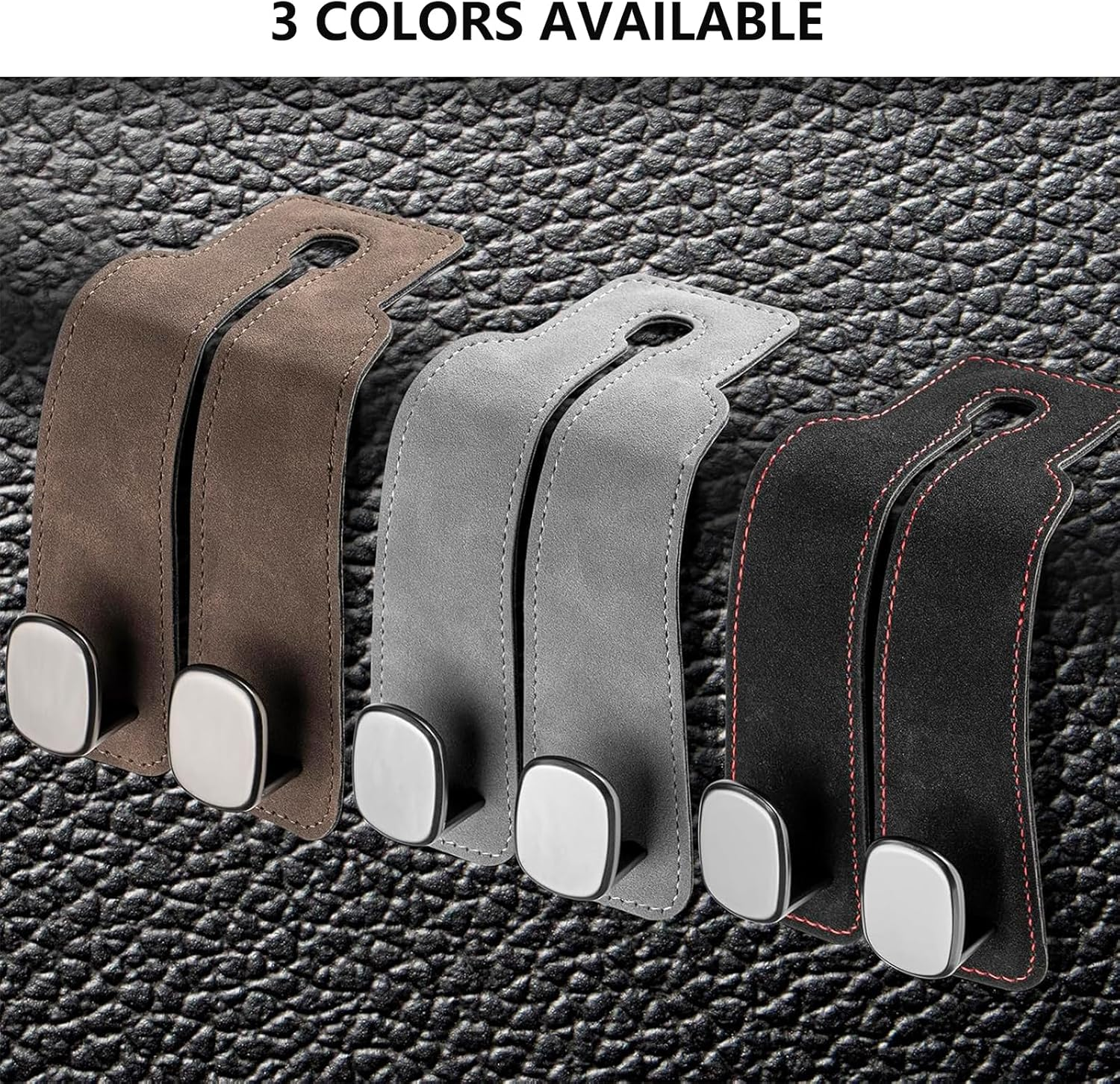 1 Pack Car Hooks for Headrest, Headrest Hooks Car Purse Hook Car Seat Back Storage Hook Premium Leather Car Seat Holder for Headrest Purses and Bags (Black) - Black*1 image number 4