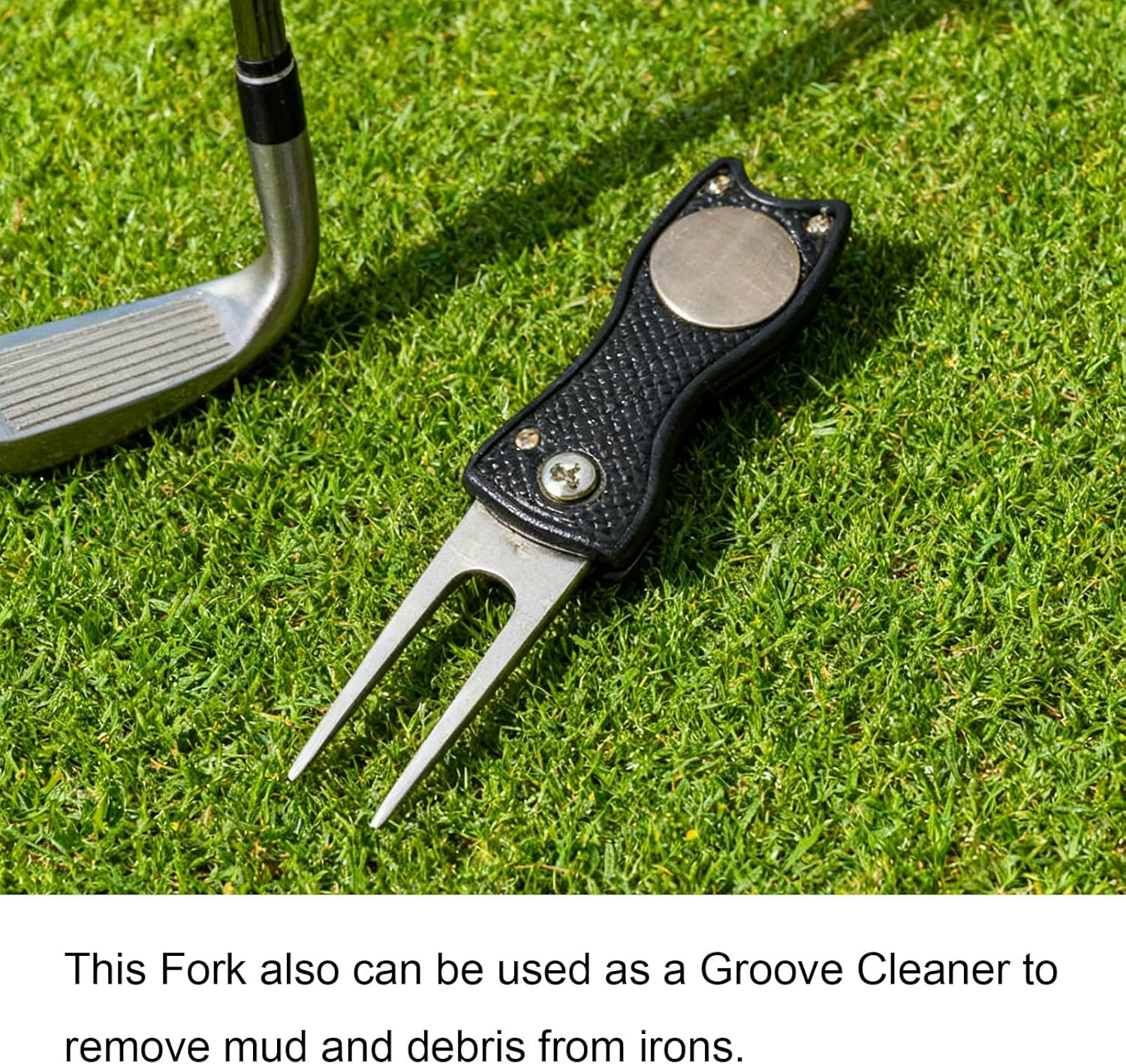 2Pcs Golf Divot Repair Tool, Foldable Golf Turf Repair Fork & Magnetic Ball Marker, Practical Golf Accessories, Golf Metal Putting Green Fork (Black and Blue) image number 5