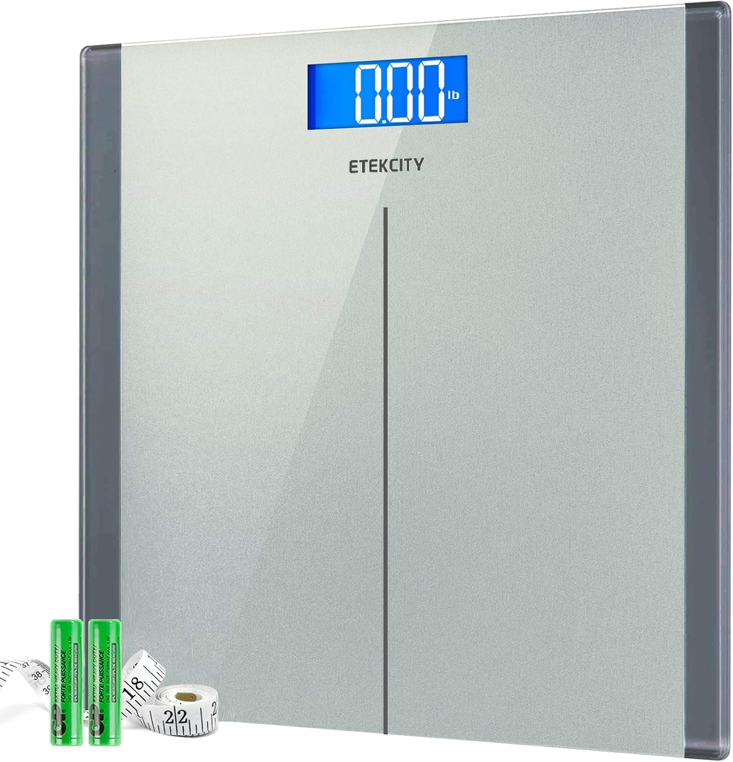 Etekcity Digital Body Weight Bathroom Scale with Step-On Technology, 400 Lb, Body Tape Measure Included, Elegant Blue