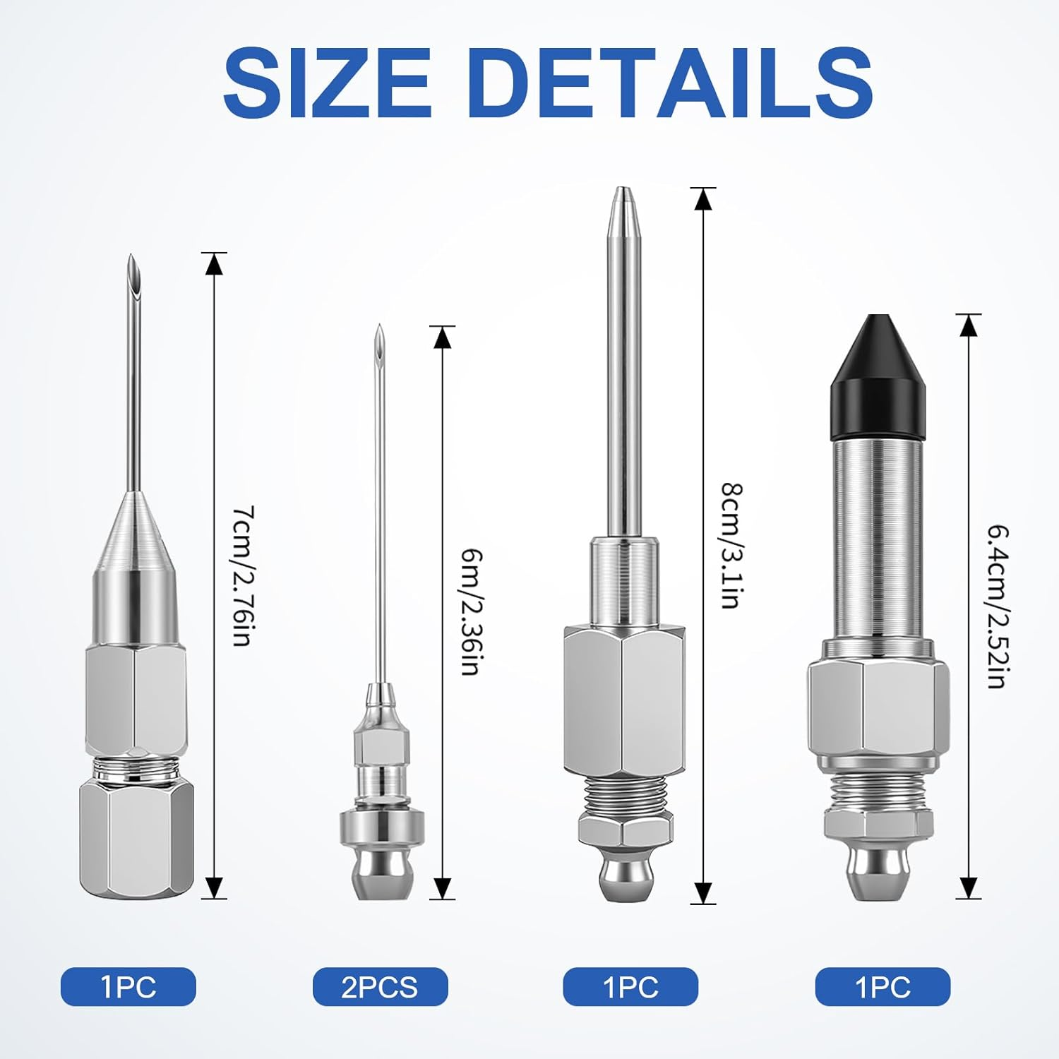 5PCS Grease Gun Needle Tip Accessory Kit - Includes Grease Needle Dispenser, Rubber Coupler Adapter Grease Injector, Detachable Nozzle Tips, 2 Grease Needle Nozzle Tools for Narrow Tight Spaces image number 6