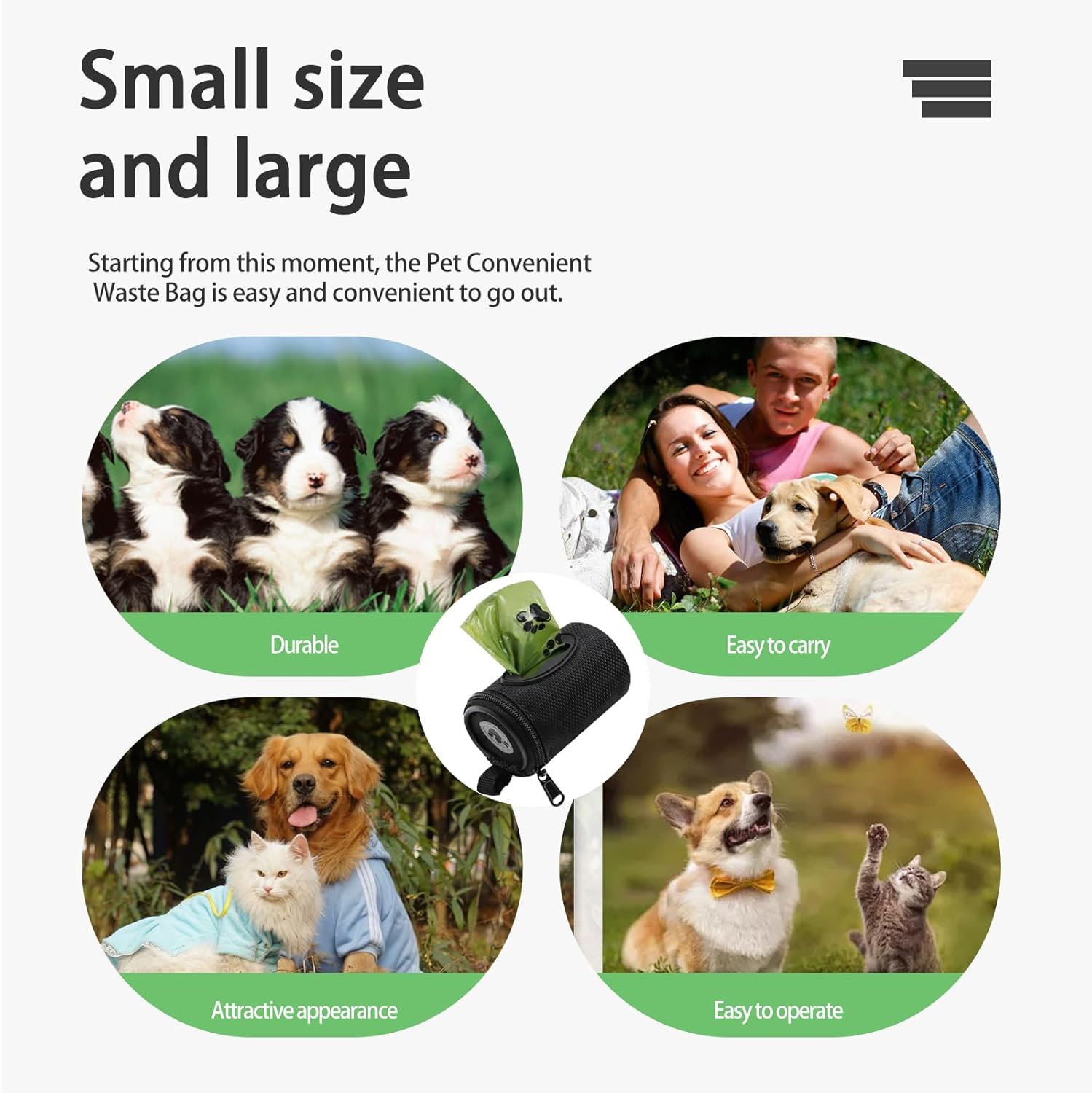 Dog Poop Bag Dispenser with 1 Roll of Pet Trash Bags Zipper Poop Bag with Carabiner Clip Dog Poo Bag Holder Holder Leash Attachment for Dogs for Traveling(Black) image number 2