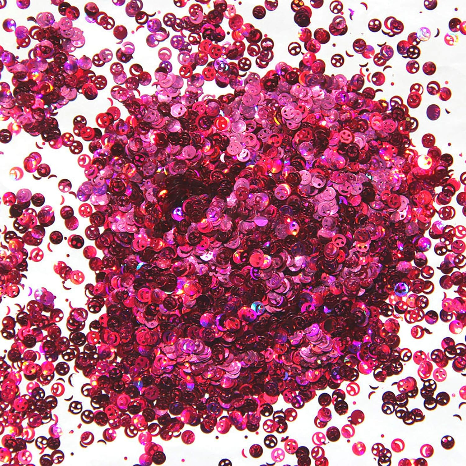1 Pack Nail Glitter Sequins Glitter Powder Sequins Glitter Nail Art Cosmetics Makeup Rose Red Smiley image number 1