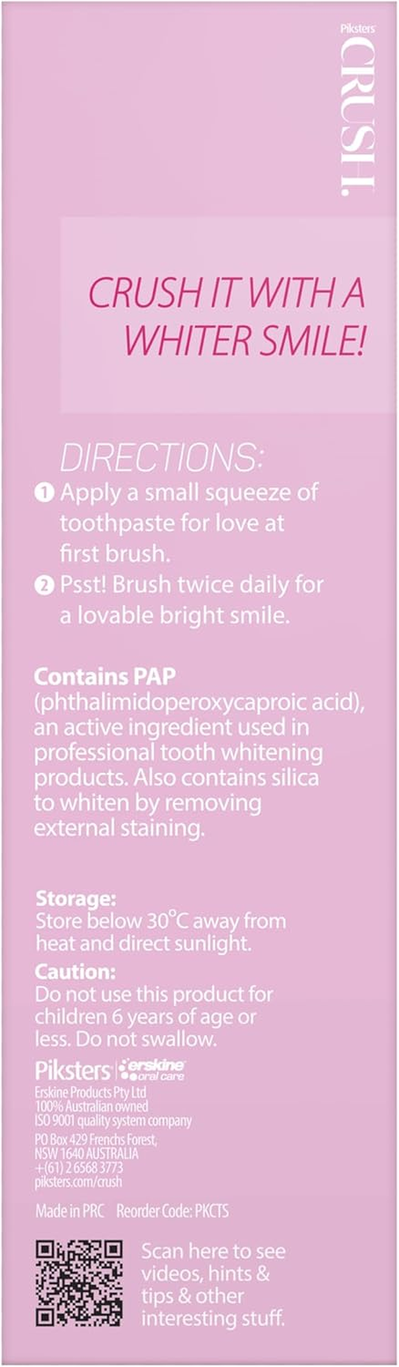 Piksters Crush Strawberry Flavor Whitening Toothpaste 96 G