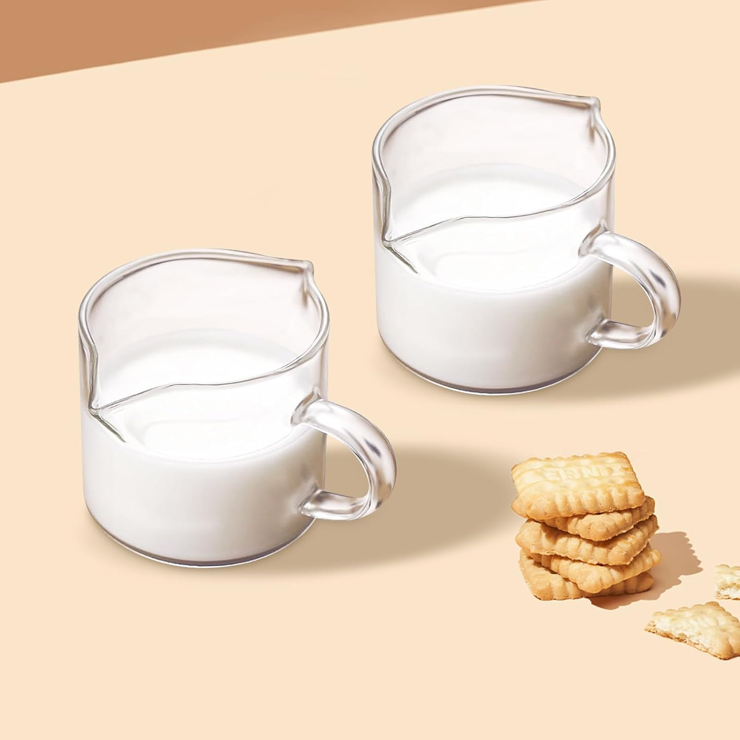 Espresso Cups Set of 2，120Ml Double Spouts Coffee Cups, Coffee Bar Accessories, Espresso Shot Glass with Handle, Perfect for Latte, Milk, Milk Froth, and Cappuccino image number 2