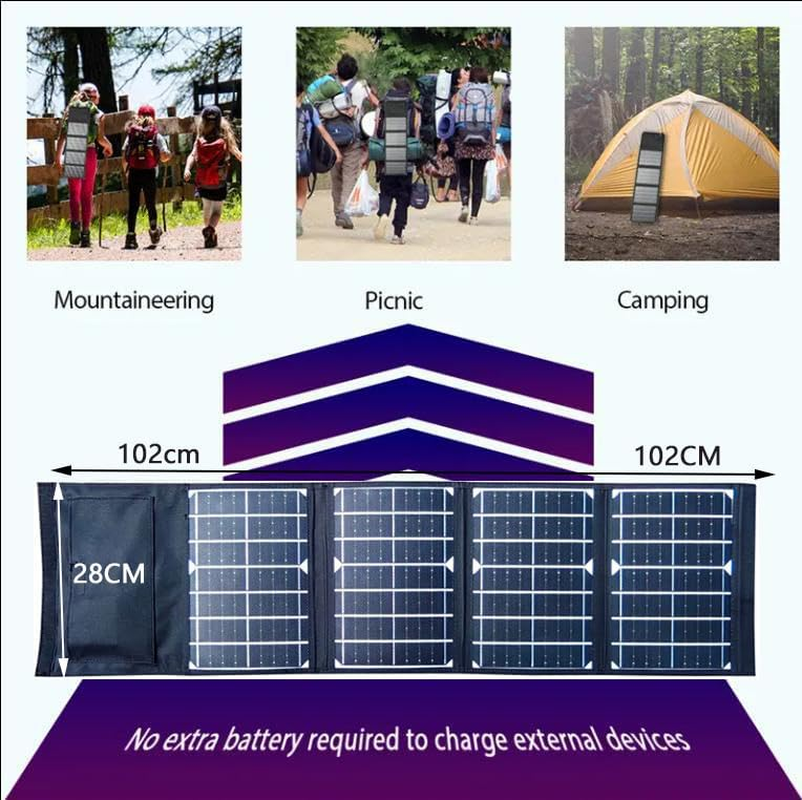 Portable Solar Panel Charger 2 USB Ports, 30W,5V/3A,Qc3.0,Mobile Fast Charging 4 Panels Foldable, Outdoor Power Supply Compatible with Iphone 11/XS/XS Max/Xr/X/8/7, Ipad, Samsung Galaxy LG Etc.