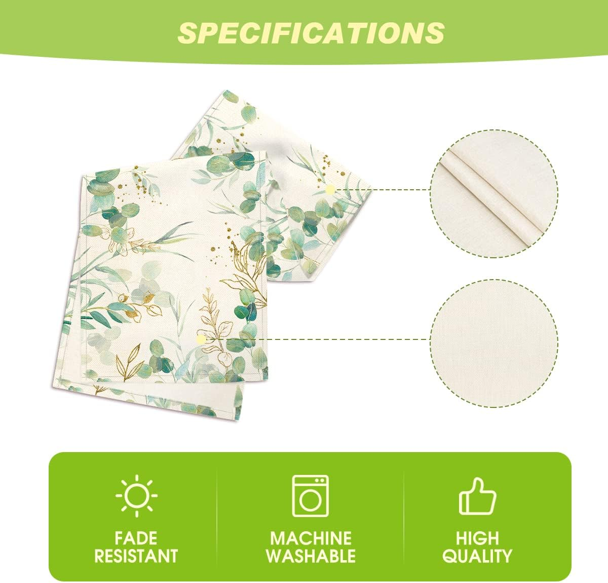 Artoid Mode Beige Greenery Eucalyptus Summer Table Runner, Spring Seasonal Anniversary Holiday Kitchen Dining Table Decoration for Home Party Decor 33 X 230 Cm image number 1