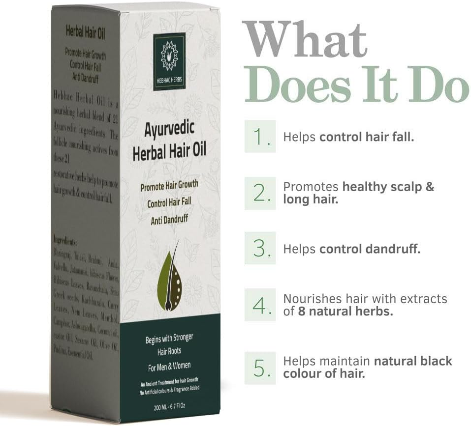 Ayurvedic Herbal Hair Oil Made with 21 Ayurvedic Herbs, Multipurpose Dandruff, Hair Fall (200Ml) Traditional Herbal Hair Oil for Men and Women image number 5
