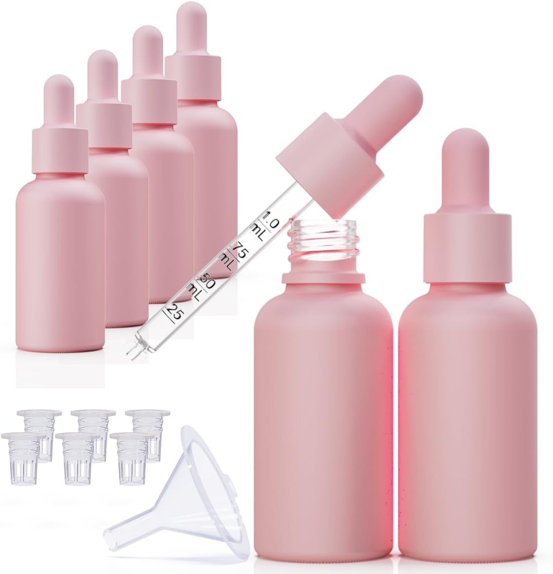 1Oz Pink Coated Glass Dropper Bottles (30ML) with Glass Eye Droppers - Pack of 6 image number 5