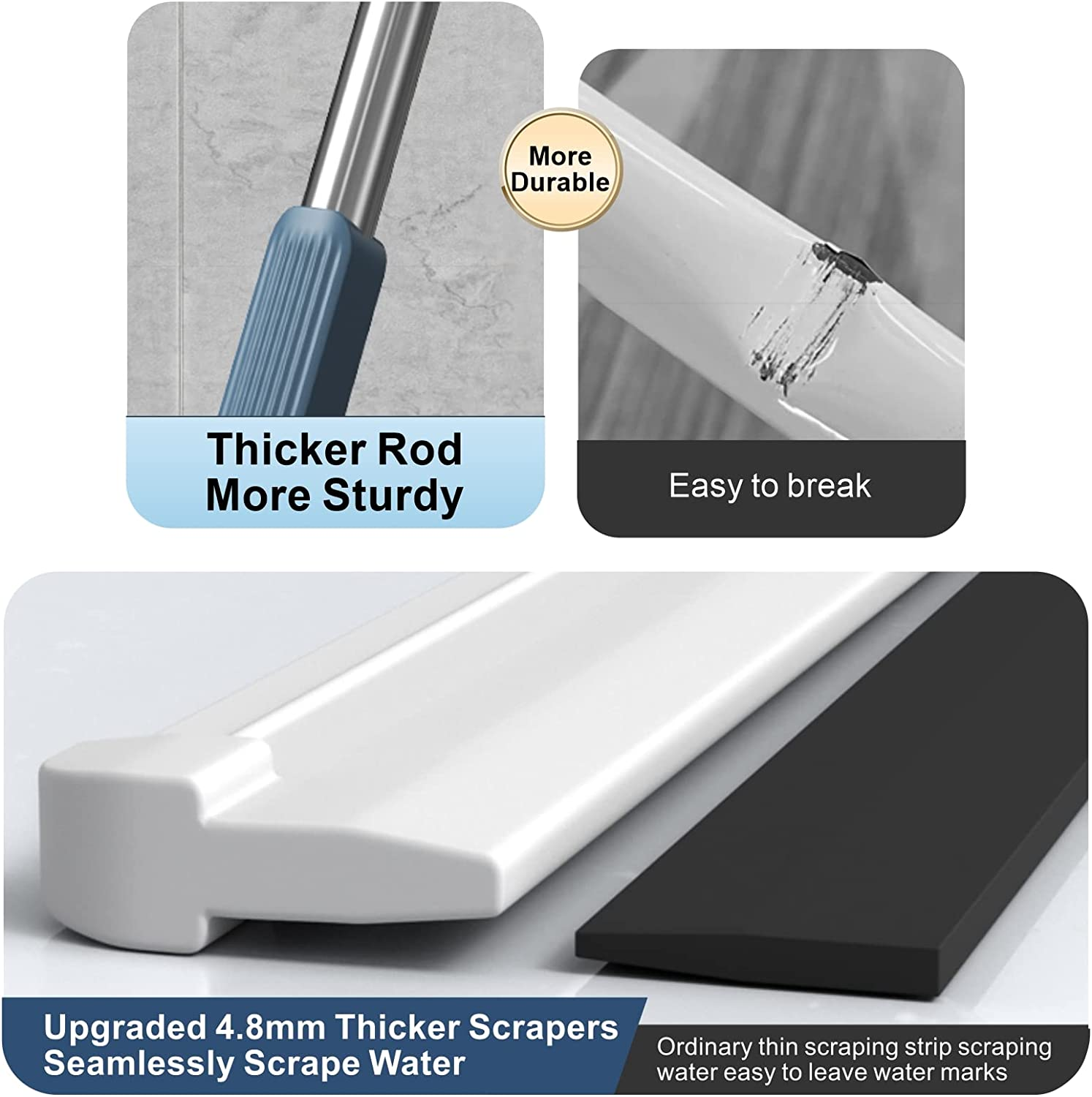 Floor Squeegee, 43.5Cm（17 Inch） Multifunction Squeegee Sweeper Quick Drying Water and Dust Remover Silicone Scraper Broom for Floor, Glass Wiper Squeegee image number 1