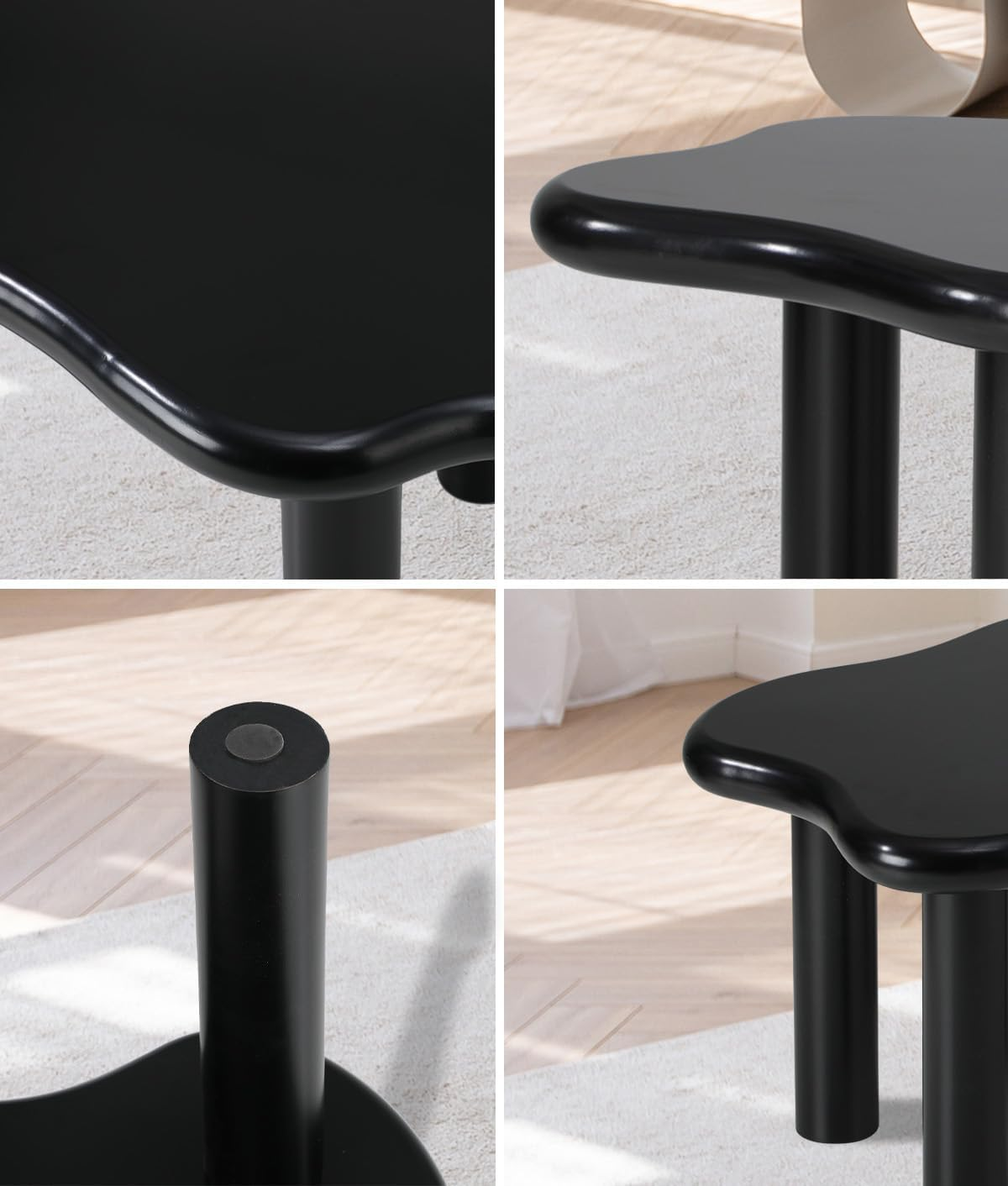 Oikiture Black Coffee Table 78 X 55 X 40Cm Living Room Wooden Side Table