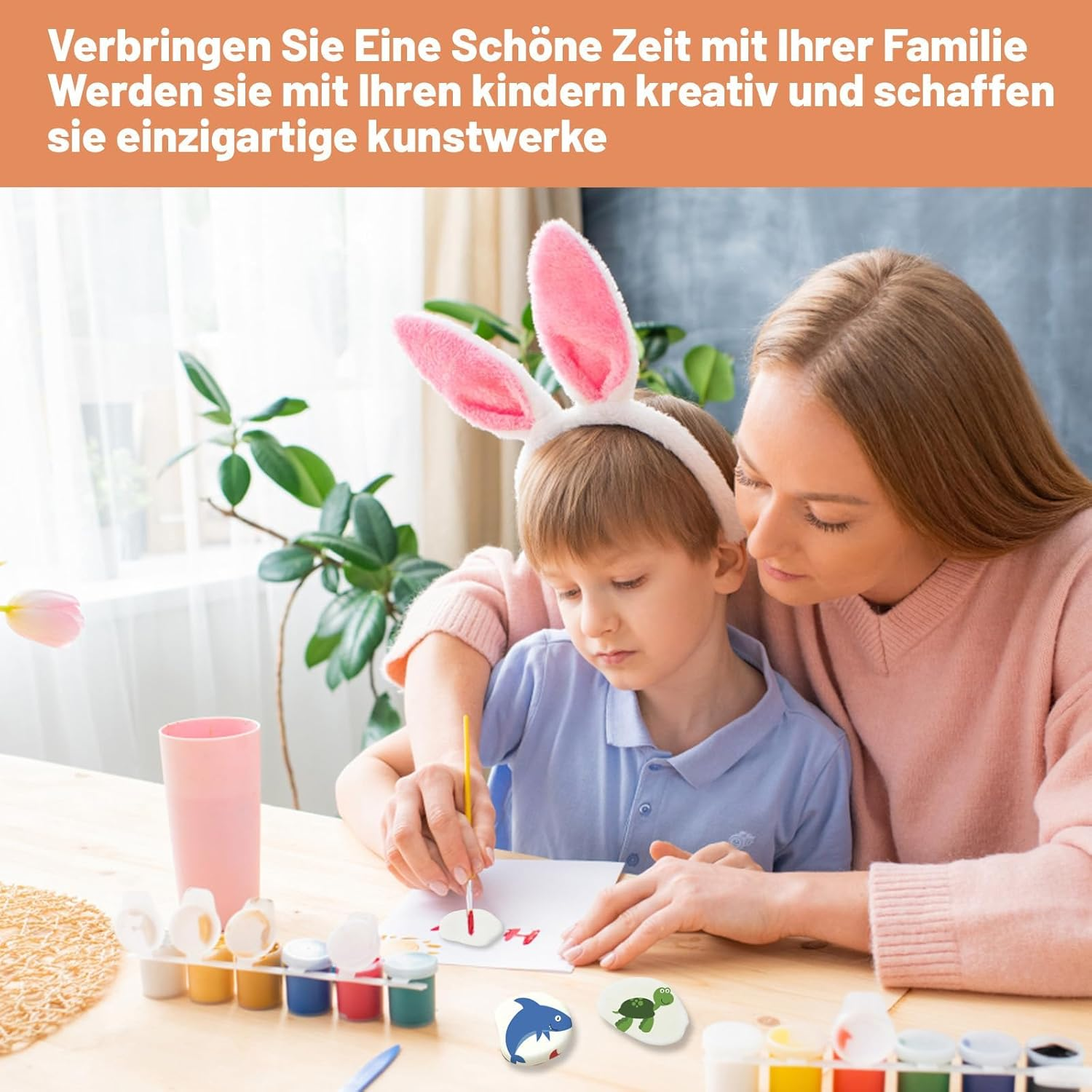 Stones for Painting, Pack of 10 Flat Pebbles in 3 Sizes, with 10 Different Brushes, Ideal for DIY Art Projects, Children'S Painting and Home Decoration image number 4