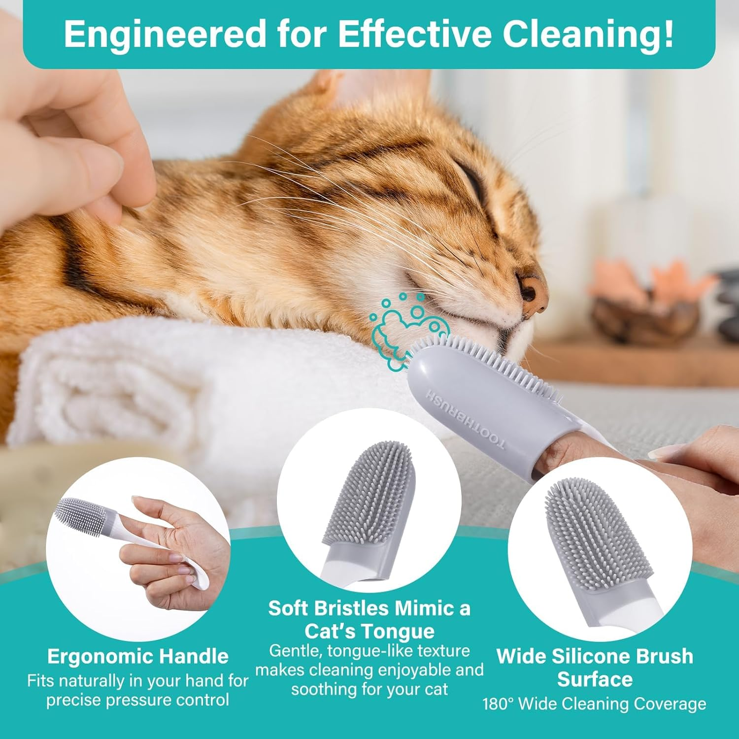 Cat Chin Acne Cleaner - No-Rinsing Blackhead & Pimple Solution with Applicator Brush, Mild Formula for Feline, Safe for Sensitive Skin (2 Fl. Oz) image number 2