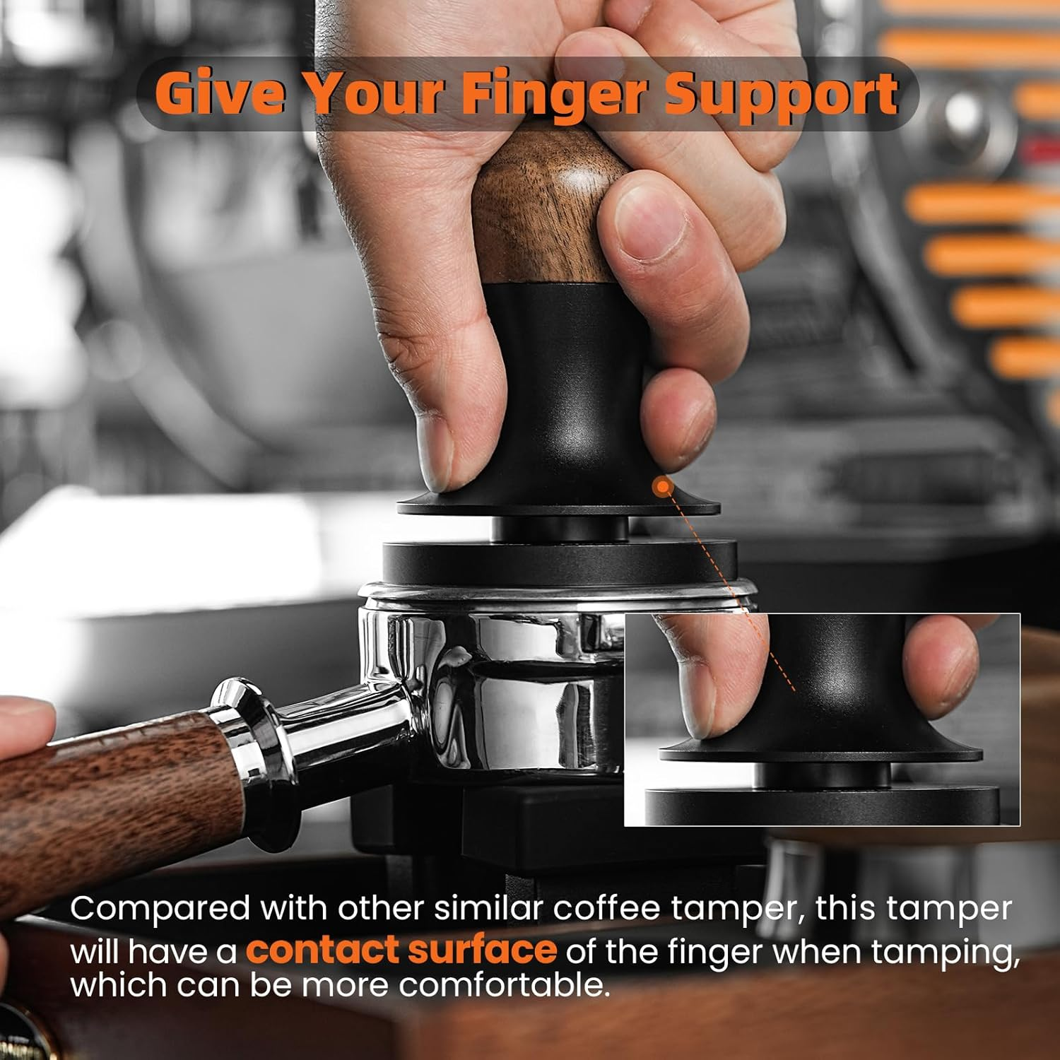 MHW-3BOMBER 58.5Mm Espresso Tamper - 3 Spring Loaded Coffee Tamper with Sound Feedback - Barista Tamper Tool Espresso with 15Lb / 30Lbs Replacement Springs - Walnut Handle SUS304 Flat Base T7067F-OS image number 3