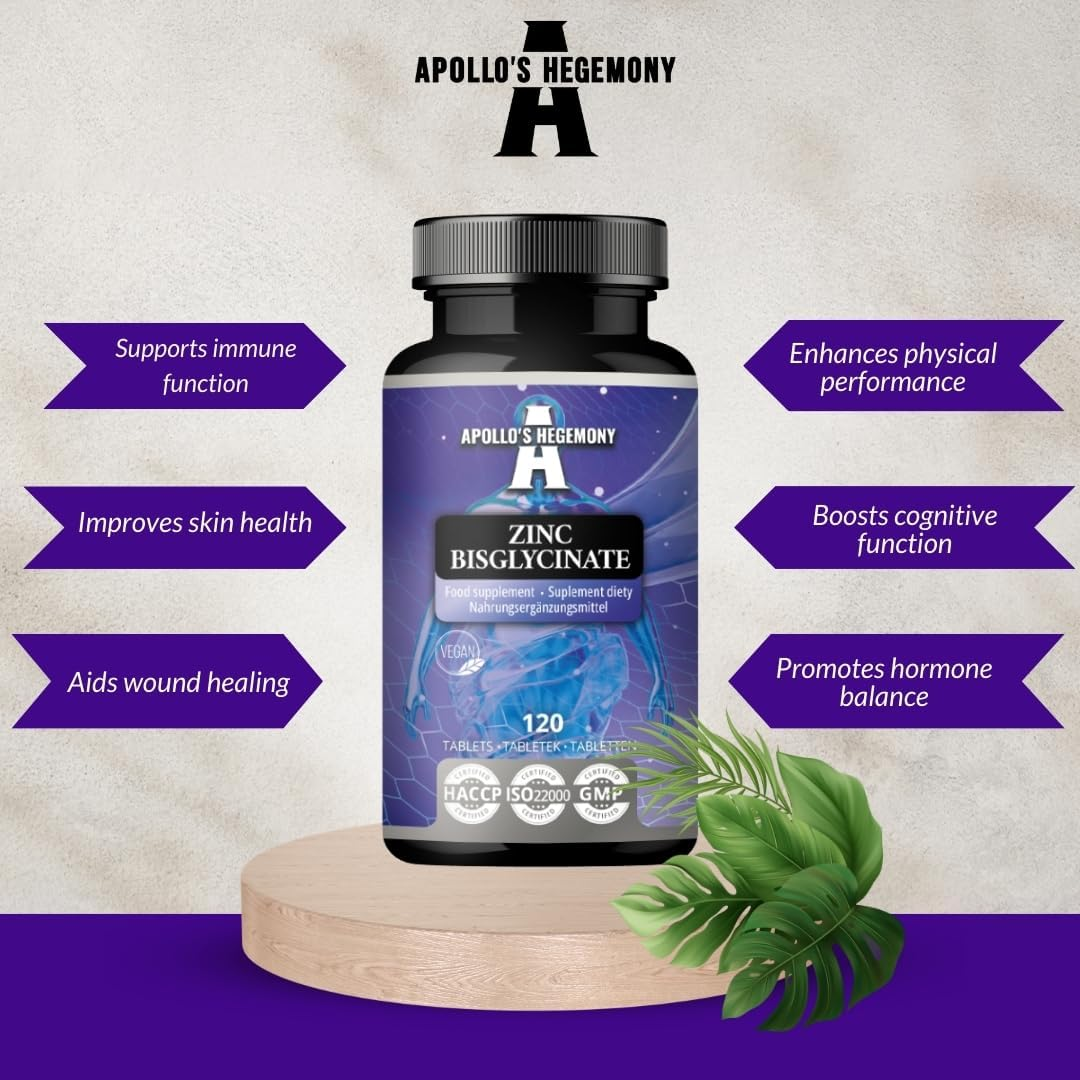 Zinc Bisglycinate 15 Mg per Portion - 120 Vegan Tablets - 240 Portion per Package - Zinc Chelate Supplement to Support Immunity and Skin Health - by Apollo'S Hegemony image number 6