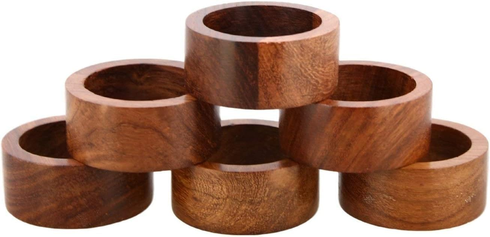 ARN Craft Handmade Wood Napkin Ring Set with 12 Napkin Rings (CW- 05-12) image number 5
