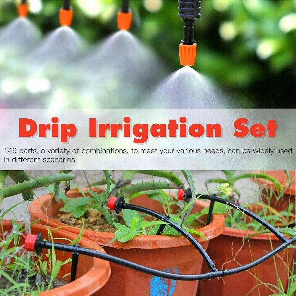50M Hose Garden Irrigation System with Timer Plant Watering DIY Micro Drip Kits for Outdoor Plants, Greenhouse, Lawn, Patio & Flower Beds (152PCS KIT) image number 5