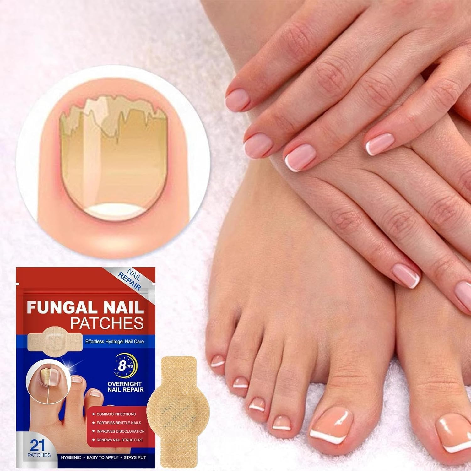 Fungal Nail Patches for Toenails, Nail Health Care Patches, Overnight Toe Nail Treatments for Damaged Nails Foot Nails Repair and Care image number 5