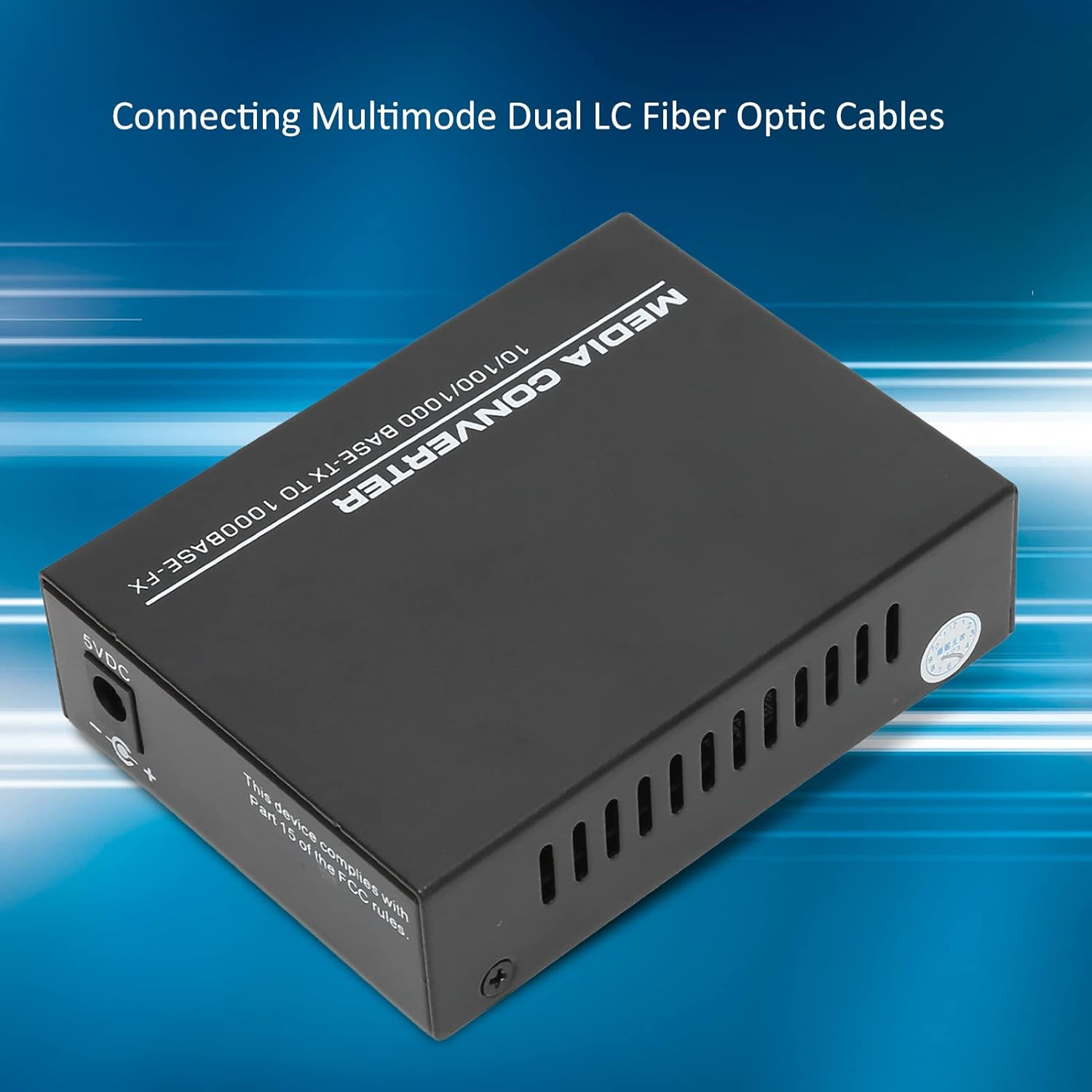 Dual LC Gigabit SFP to RJ45 10/100/1000Base TX to 1000Base FX Multimode Fiber Converter, 850Nm Wavelength Ethernet Media Converter with Heat Dissipation image number 1