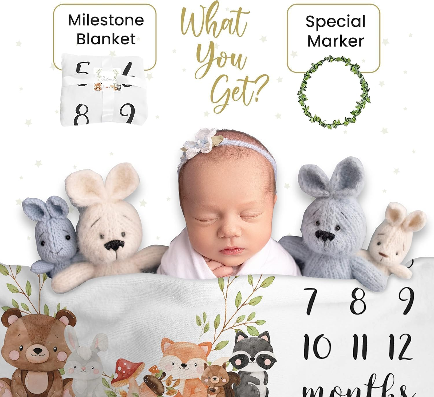 Baby Monthly Milestone Blanket, Soft Jungle Animals 30"X40" Newborn Boys and Girls'S image number 4