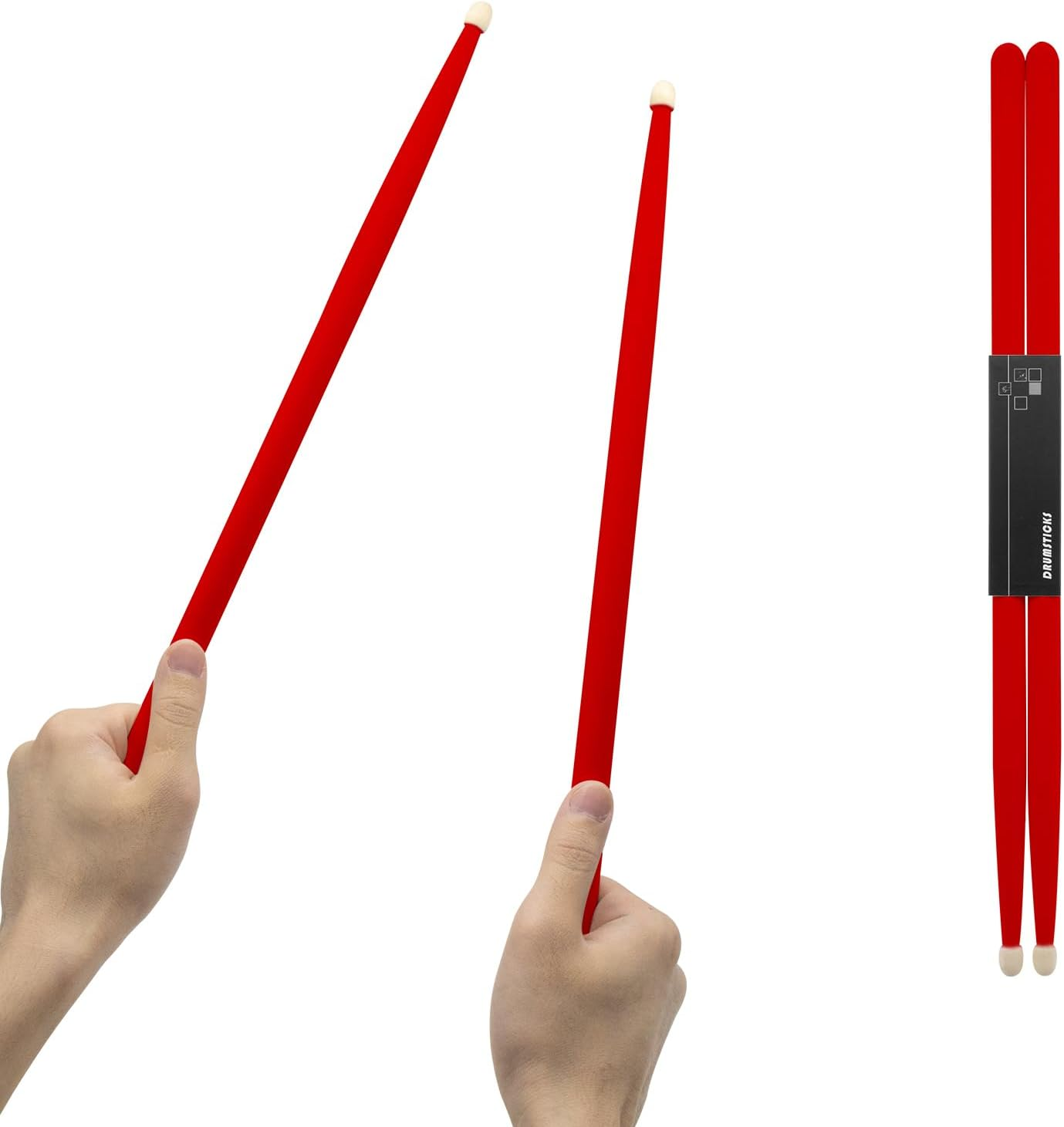 Cashbeat 5A Maple Wood Drumsticks, Non-Slip Grip, Classic Red Drum Stick for Kids Adults Beginner, Percussionists Drumming Accessories Musical Instrument image number 6