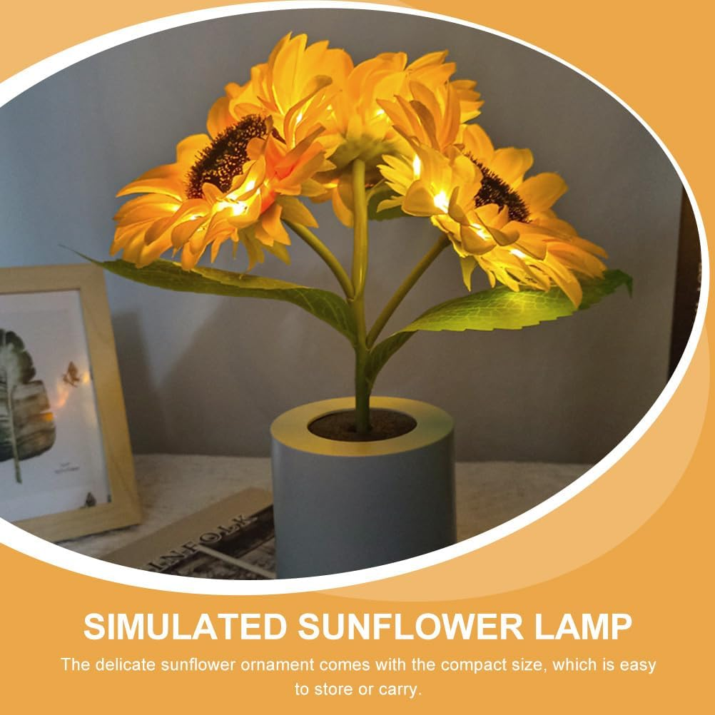 Bestonzon Sunflower LED Lamp, USB Rechargeable Flower Lamp, Bedroom Touch Lamp Desk LED Sunflower Lamp Night Kids Light, Artificial Night Light for Bedroom, Living Room Decor image number 2