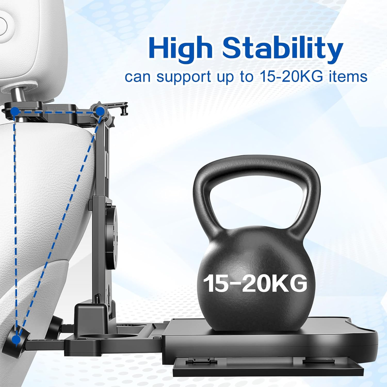 Car Backseat Table with Expandable Tray, Foldable Car Headrest Table for Kids Passenger Seat Back Travel Organizer Holder, Eating Working Laptop Desk with Phone & Cup Holder for Cars SUV Truck image number 3