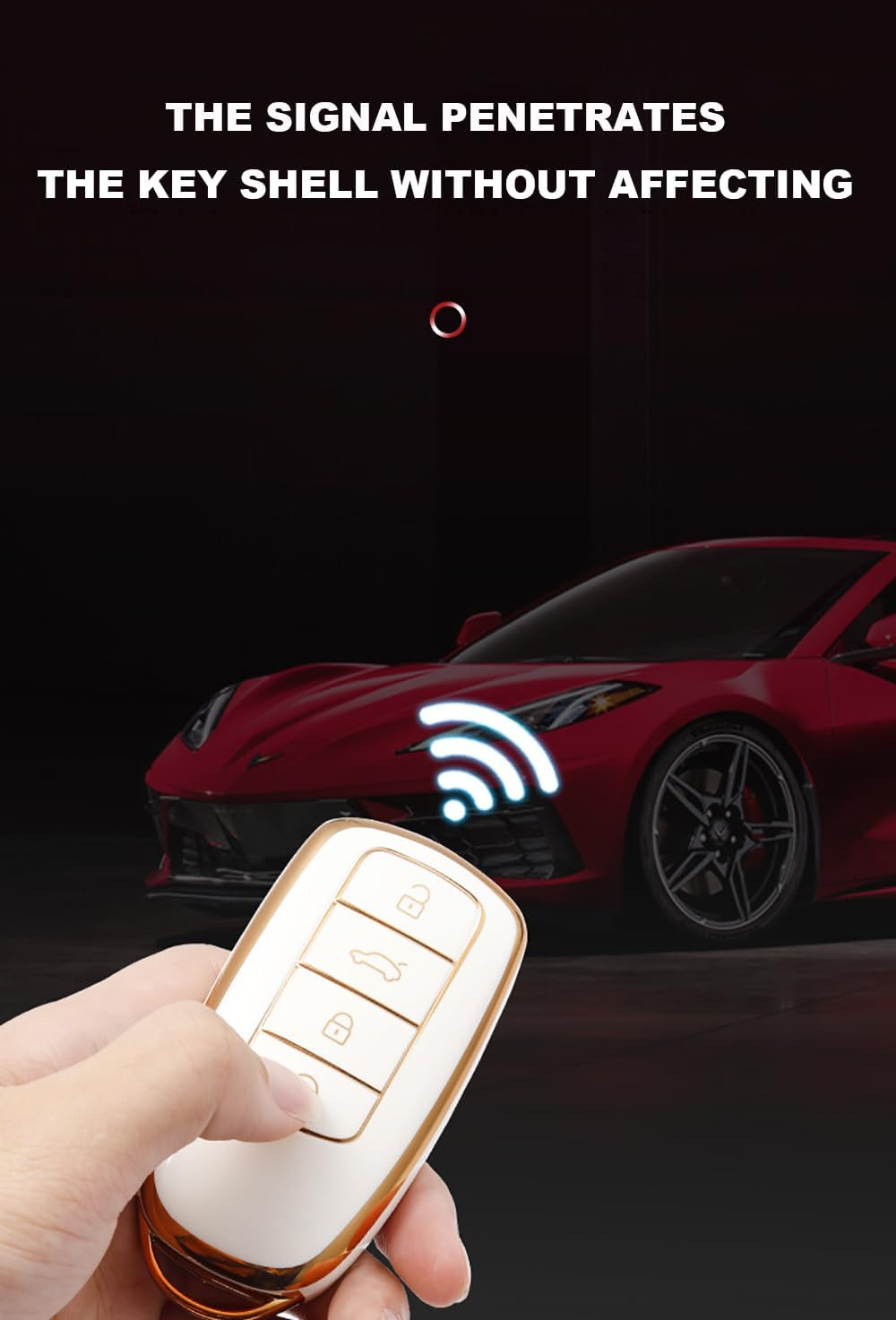 Ontto TPU Car Key Fob Cover Fit for Chery Tiggo 8 plus 8 Pro Tiggo7 Pro Arrizo 5 plus Omoda 5 C5 2021-2024 Remote Key Case Key Shell Key Holder Keychain Protector Accessories - A Keychain-Gold Black image number 4