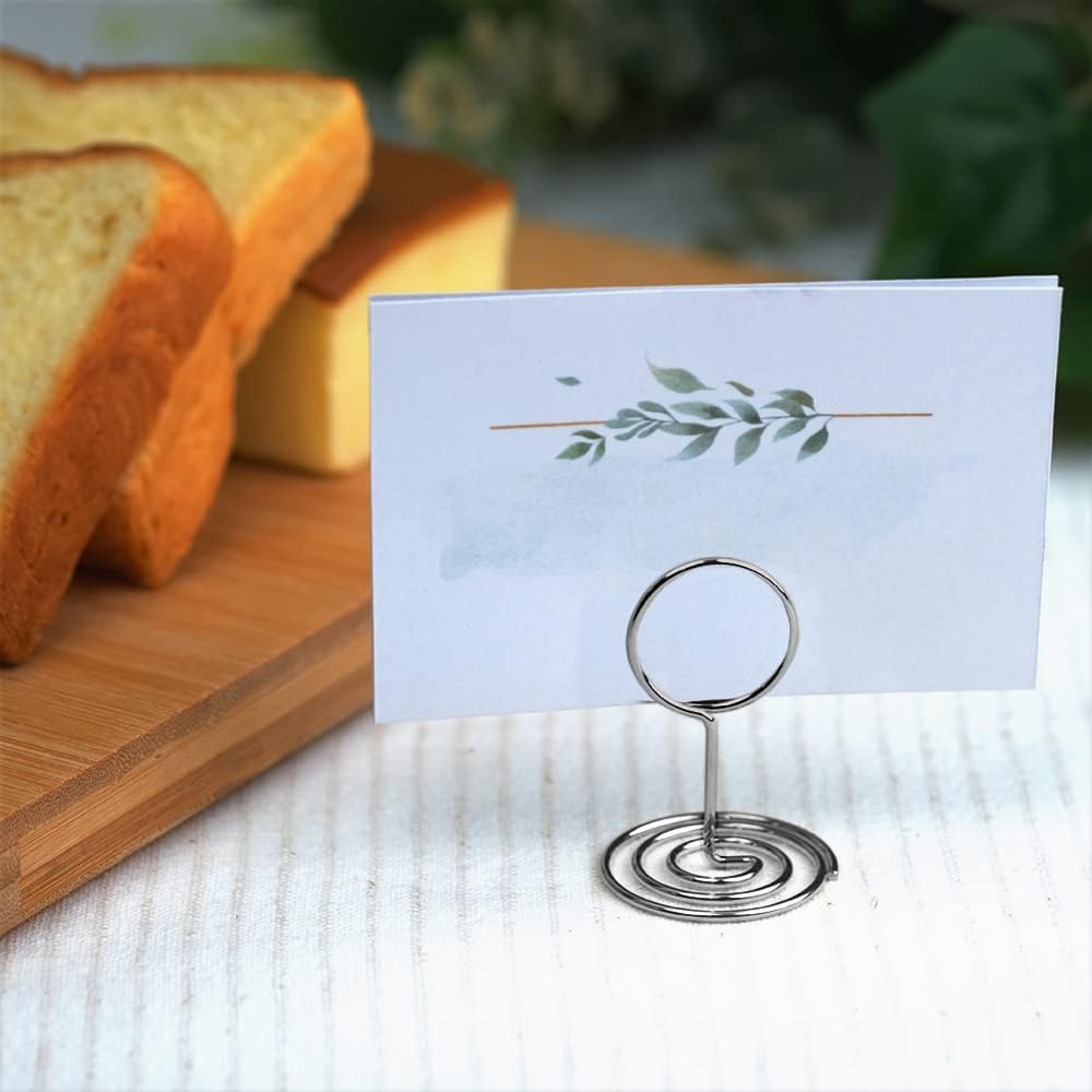 20Pcs Mini Place Card Holders, Cute Table Number Holders, Classy Table Card Holder Table Picture Stands, Elegant Wire Photo Holder Menu Memo Clips, Idea for Wedding, Anniversary Party（Silver - Gold-Heart Shaped image number 6