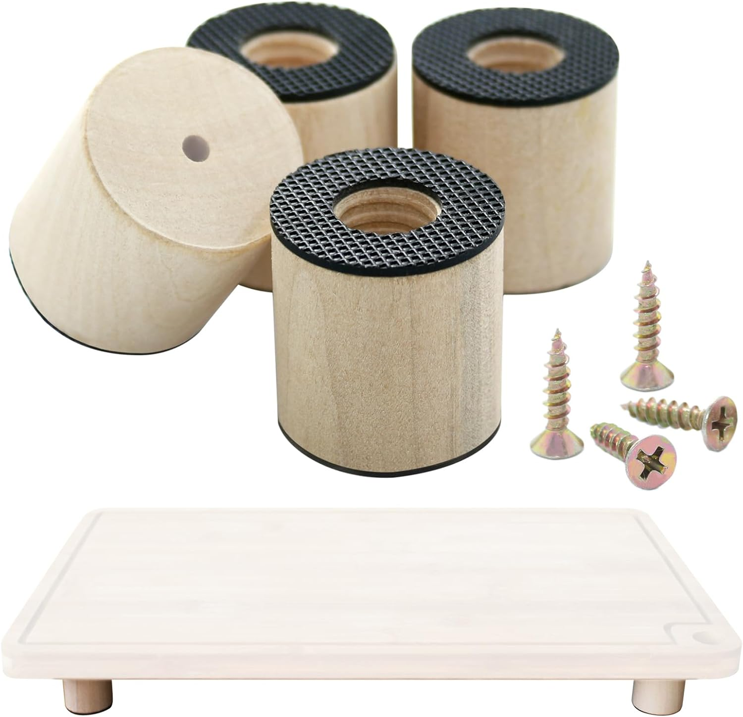 ANFU Cutting Board Feet, Walnut Chopping Board Feets, Non Slip Self Adhesive Butcher Block Legs with Screw (Not Included Boards)