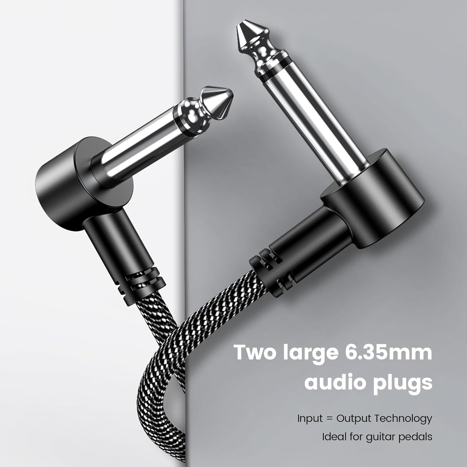 MOSWAG Guitar Patch Cables 3 Pack, 6 Inch Pedal Board Cable 1/4 Inch Guitar Patch Auxiliary Cable Right Angle Guitar Effect Pedal Cables Compatible with Electric Guitar, Bass Guitar image number 6