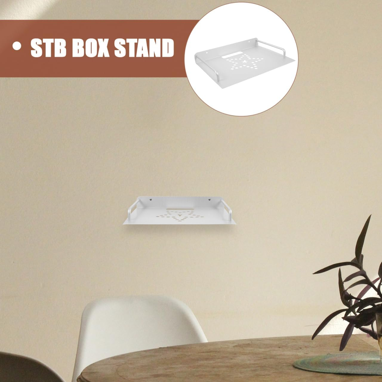 Space Aluminum Router Wall Holder - Floating Shelf for Tv Accessories, DVD Player Bracket, Wireless Router Stand, Wall Mount Shelf for Living Room (White) image number 3