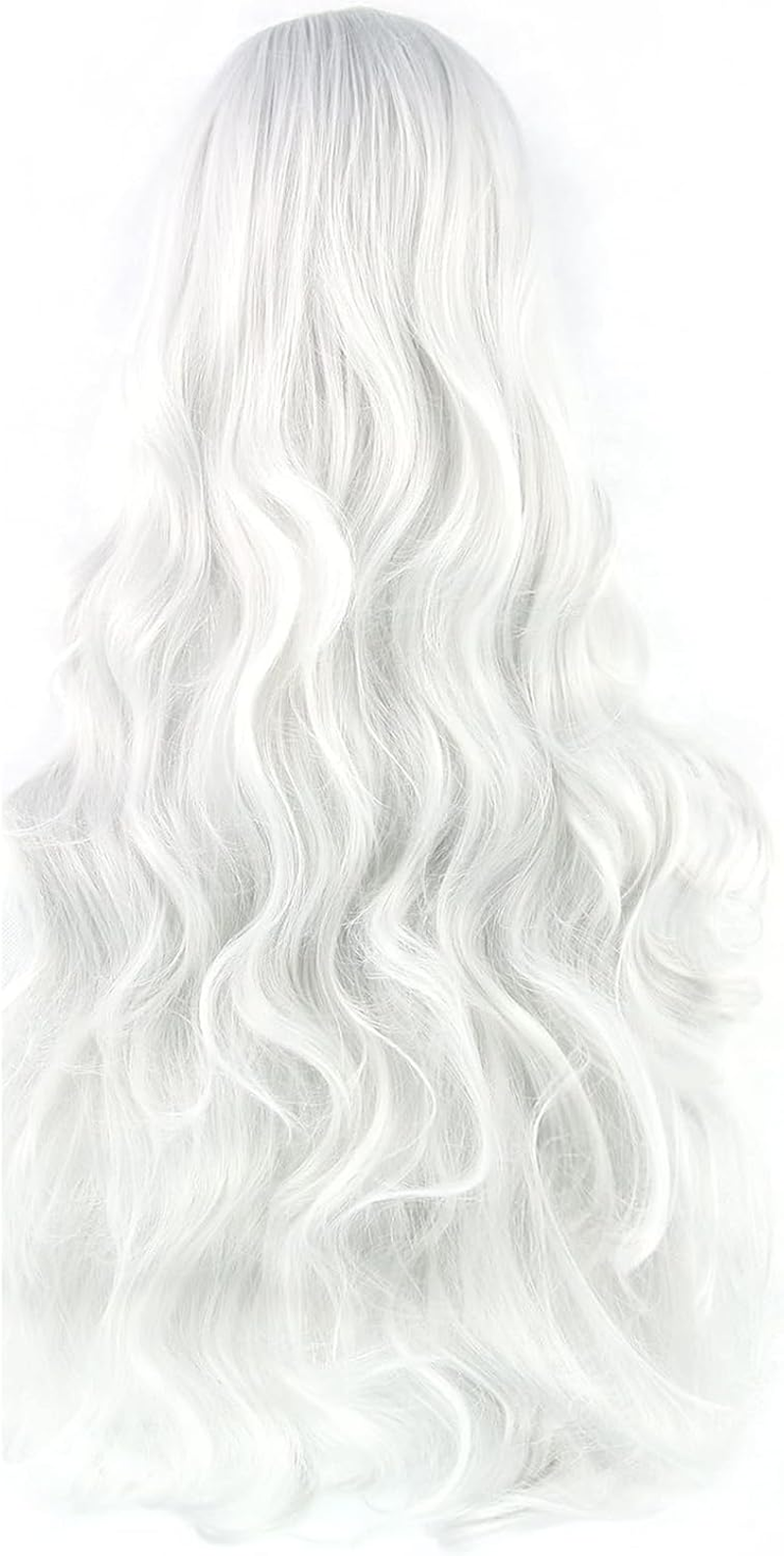 QAUARUMSUN 31.5&lsquo;&rsquo; Long Curly Natural Hair Cosplay Wig with Bangs Halloween Costume Party Synthetic White Wigs for Women (White) image number 4