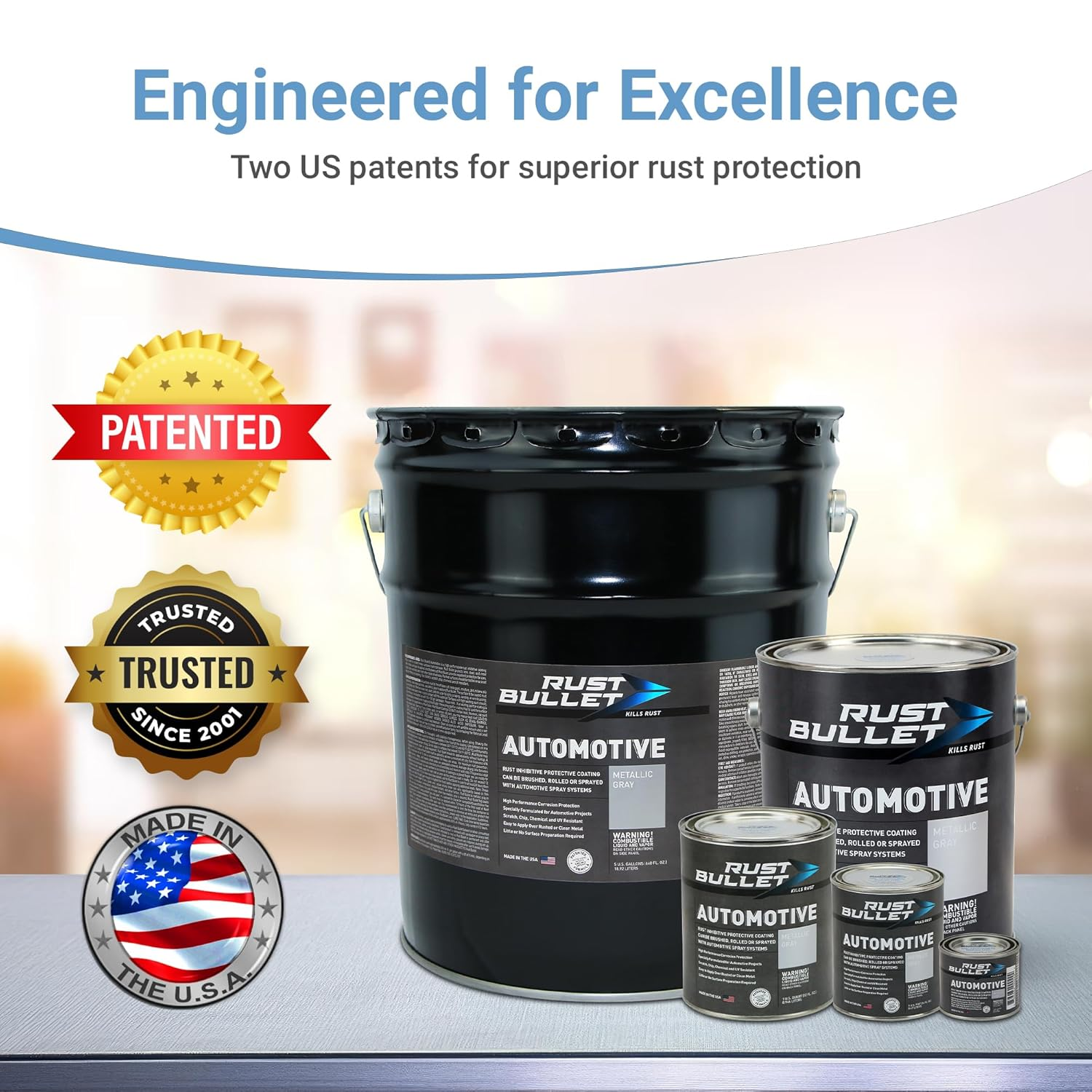 RUST BULLET Automotive - Metallic Gray - 1 Quart - Rust Inhibitor & Protective Coating for Cars, Trucks, & Metal Surfaces, UV Resistant, No Topcoat Needed image number 4