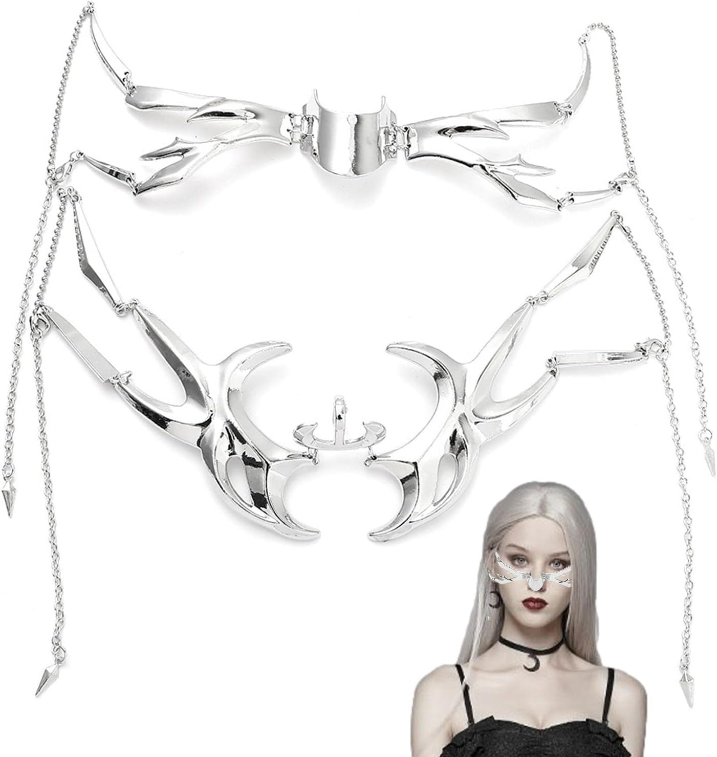 Steampunk Face Silver - Masquerade Face Decoration | Cosplay Masque Festival Half Masque Half-Face