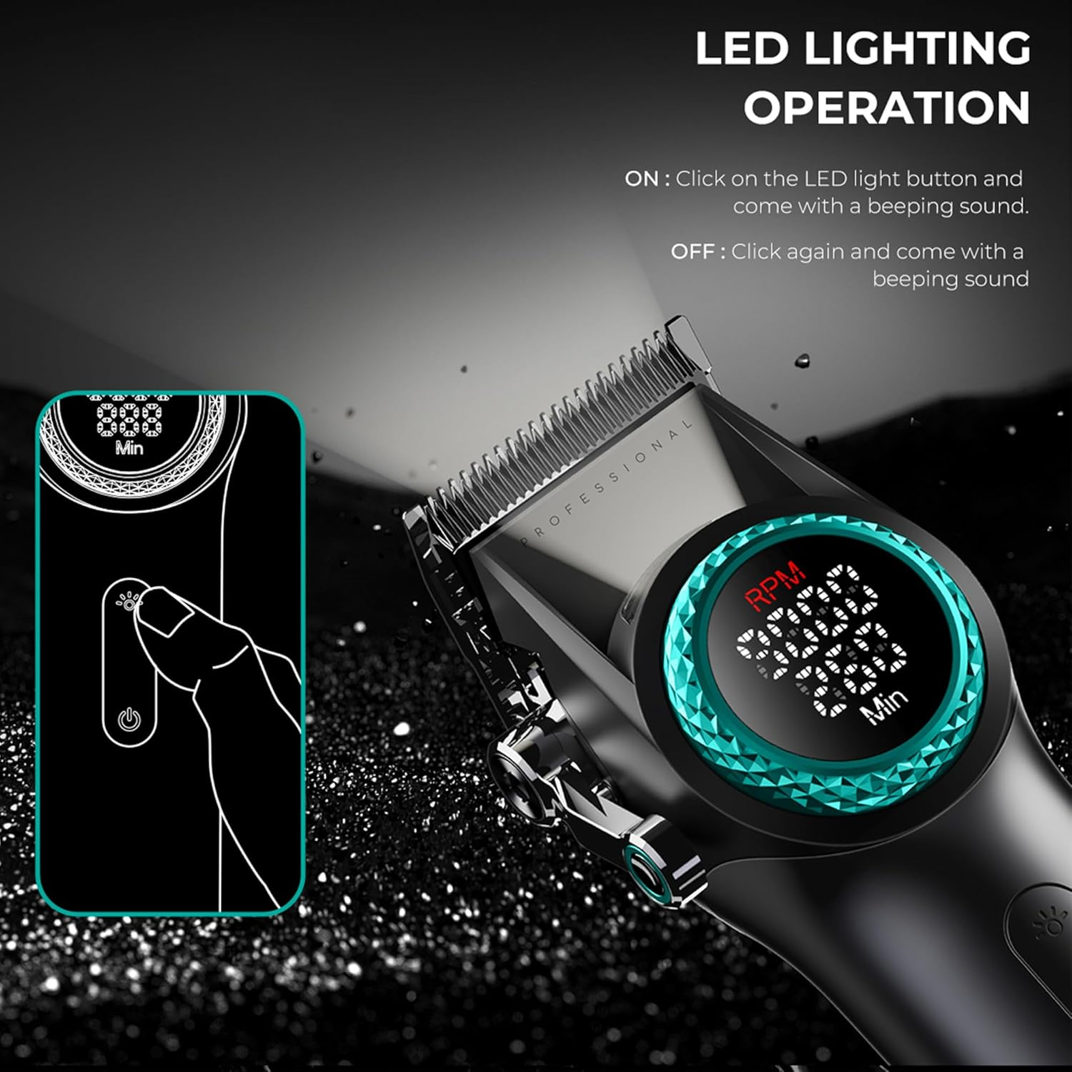 VGR 3-In-1 Professional Hair Trimmer Set with Men'S Hair Trimmer, Trimmer and Razor, Equipped with Improved Motor, Integrated Charging Station, LED Display and Storage Box, Black image number 5